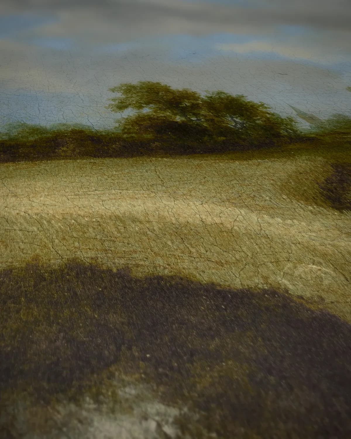 Landschap met een Korenveld op geweven fluweel, uitsnede 2 van 3