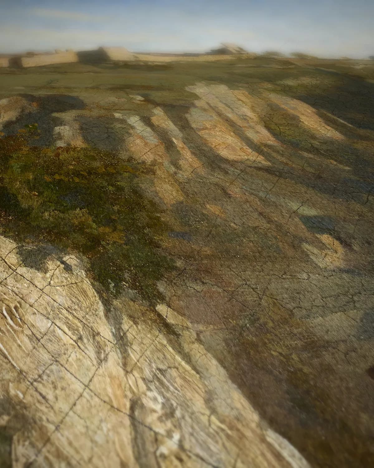 Landschap met ezel en kasteel op geweven fluweel, uitsnede 2 van 3