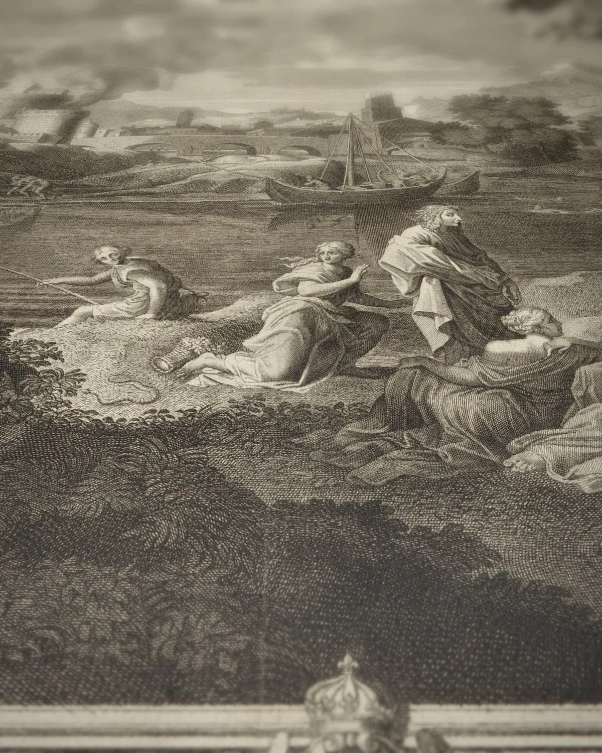 Landschap met Orpheus en Eurydice op geweven fluweel, uitsnede 3 van 3
