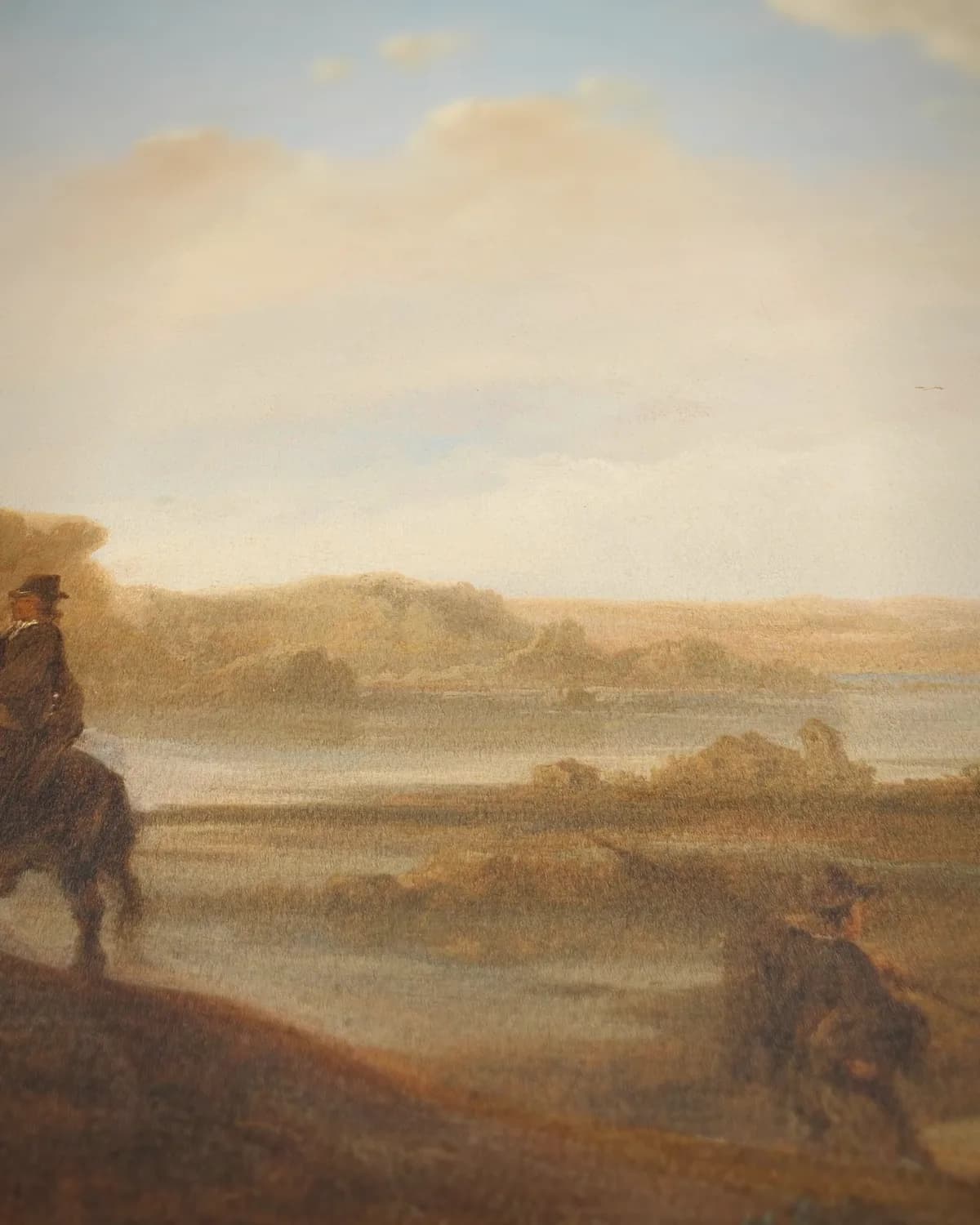 Landschap met ruiters bij een kasteelruïne op geweven fluweel, uitsnede 3 van 3