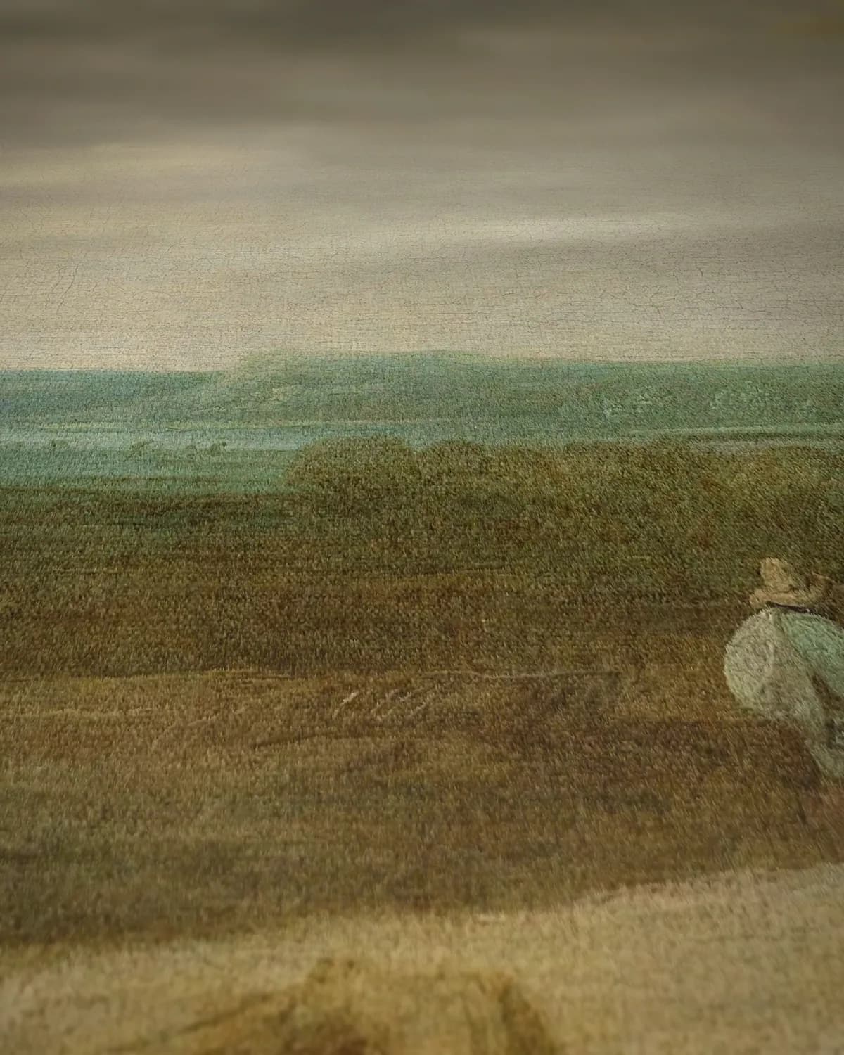 Landschap met twee eiken op geweven fluweel, uitsnede 1 van 3