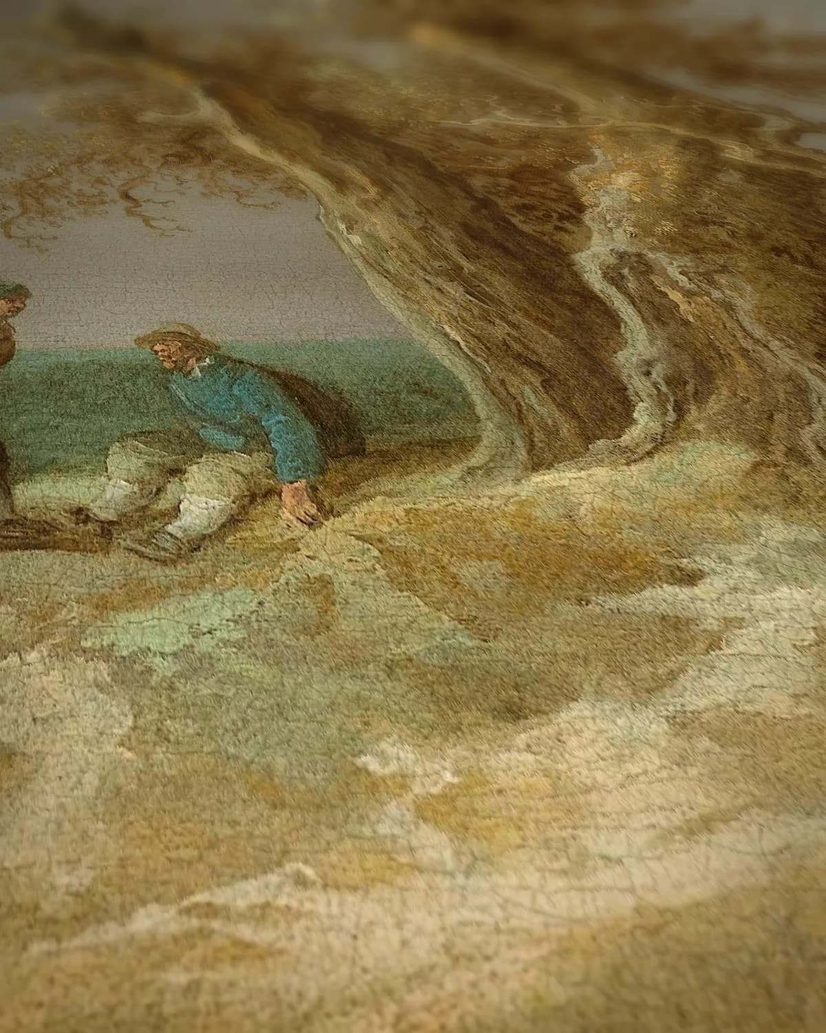 Landschap met twee eiken op geweven fluweel, uitsnede 2 van 3