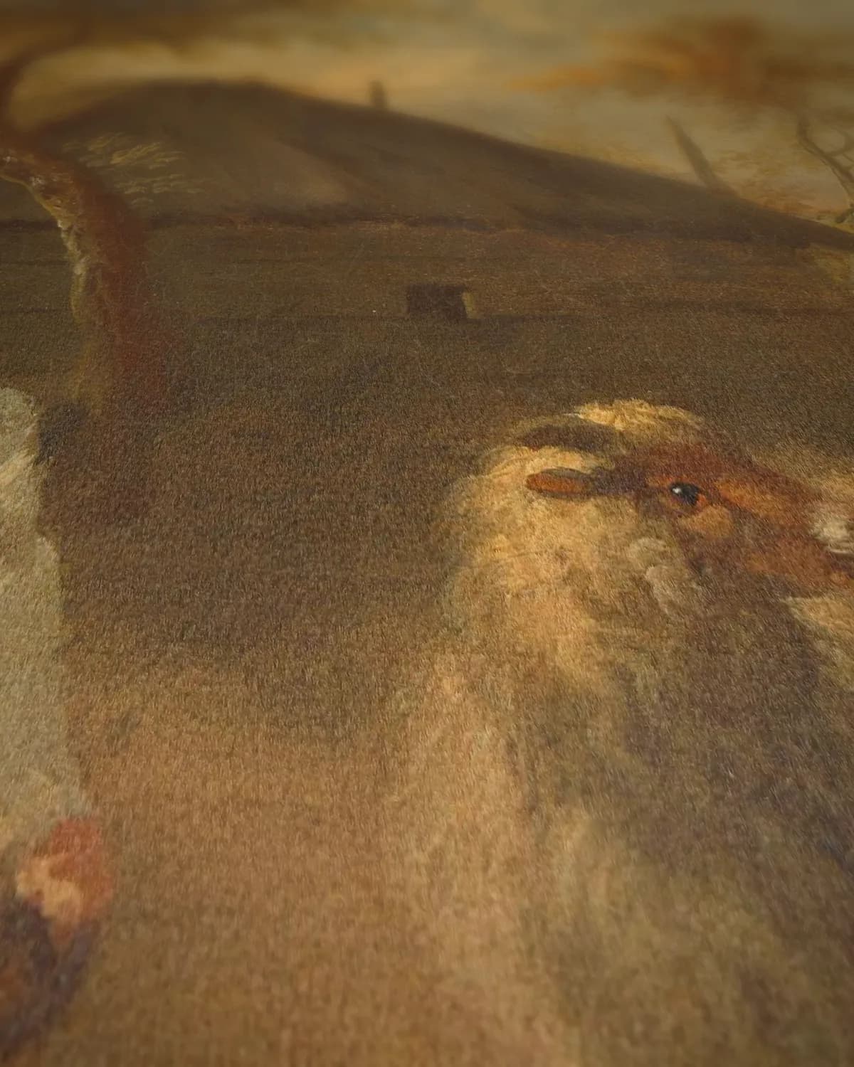 Landschap met vee op geweven fluweel, uitsnede 1 van 3
