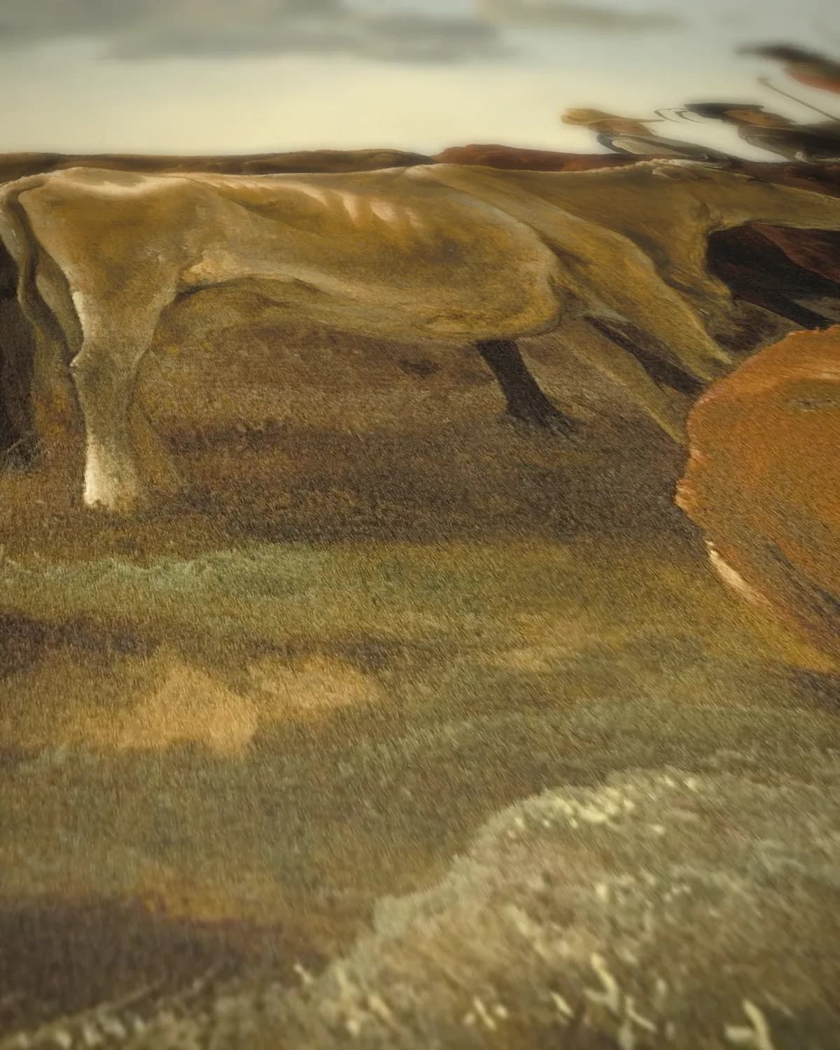 Landschap met veehoeders te paard op geweven fluweel, uitsnede 2 van 3