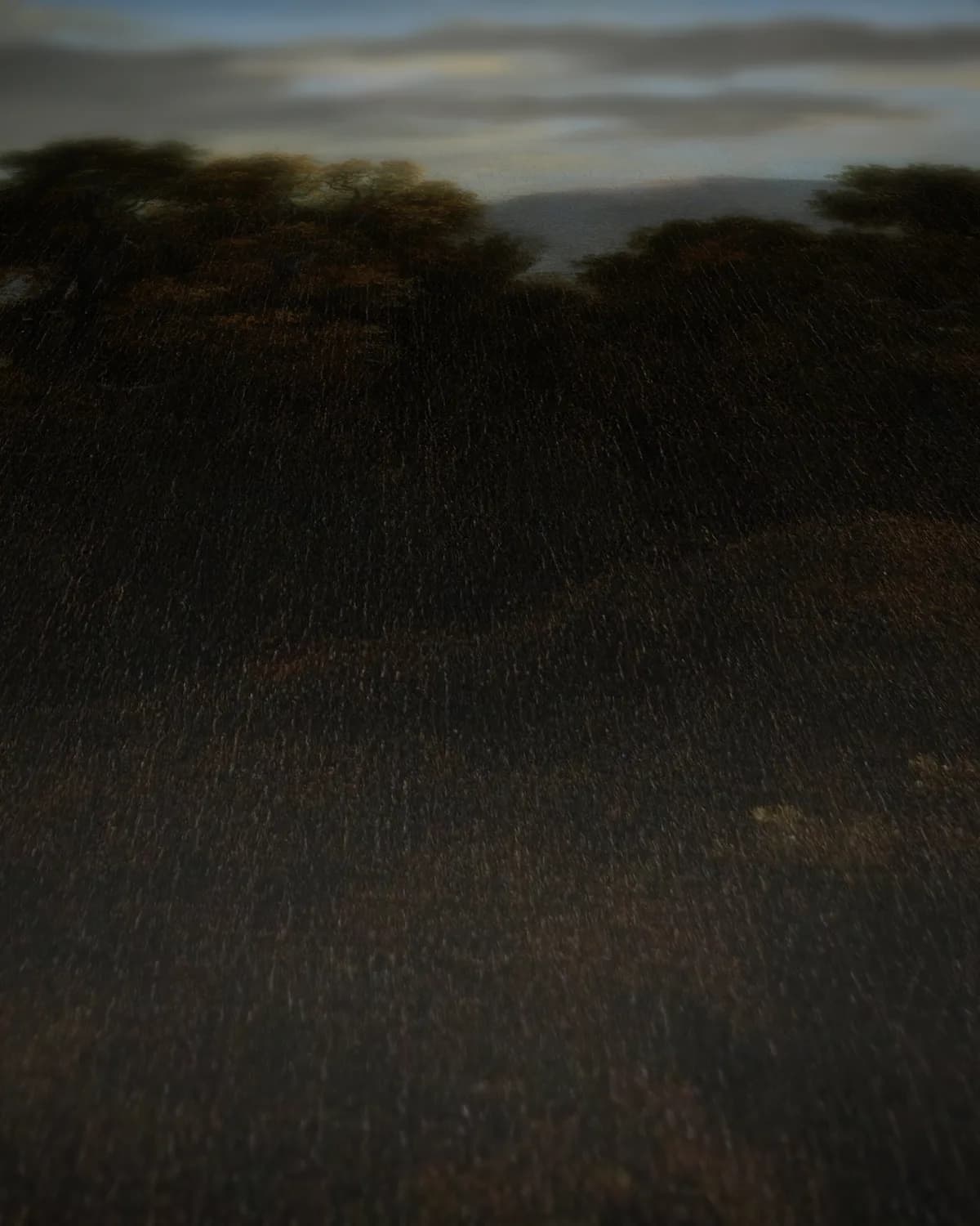 Landschap met waterval op geweven fluweel, uitsnede 1 van 3