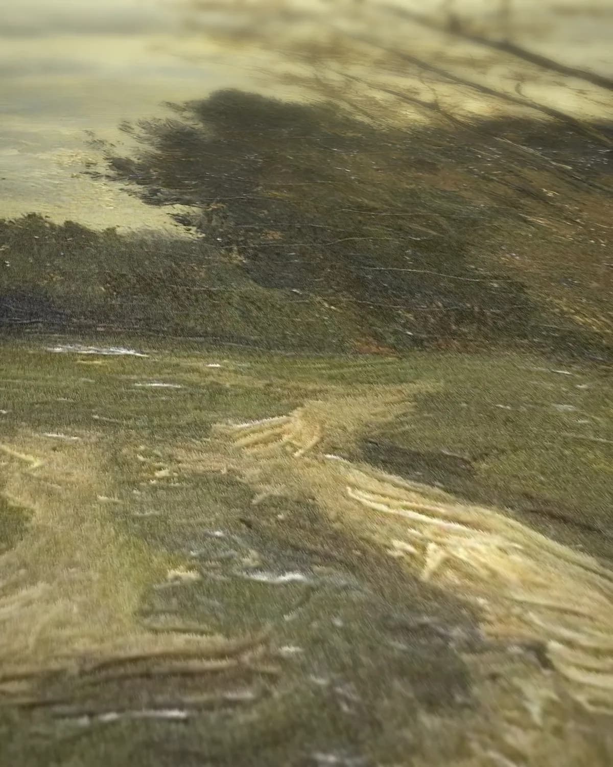 Landweg bij Laren op geweven fluweel, uitsnede 2 van 3