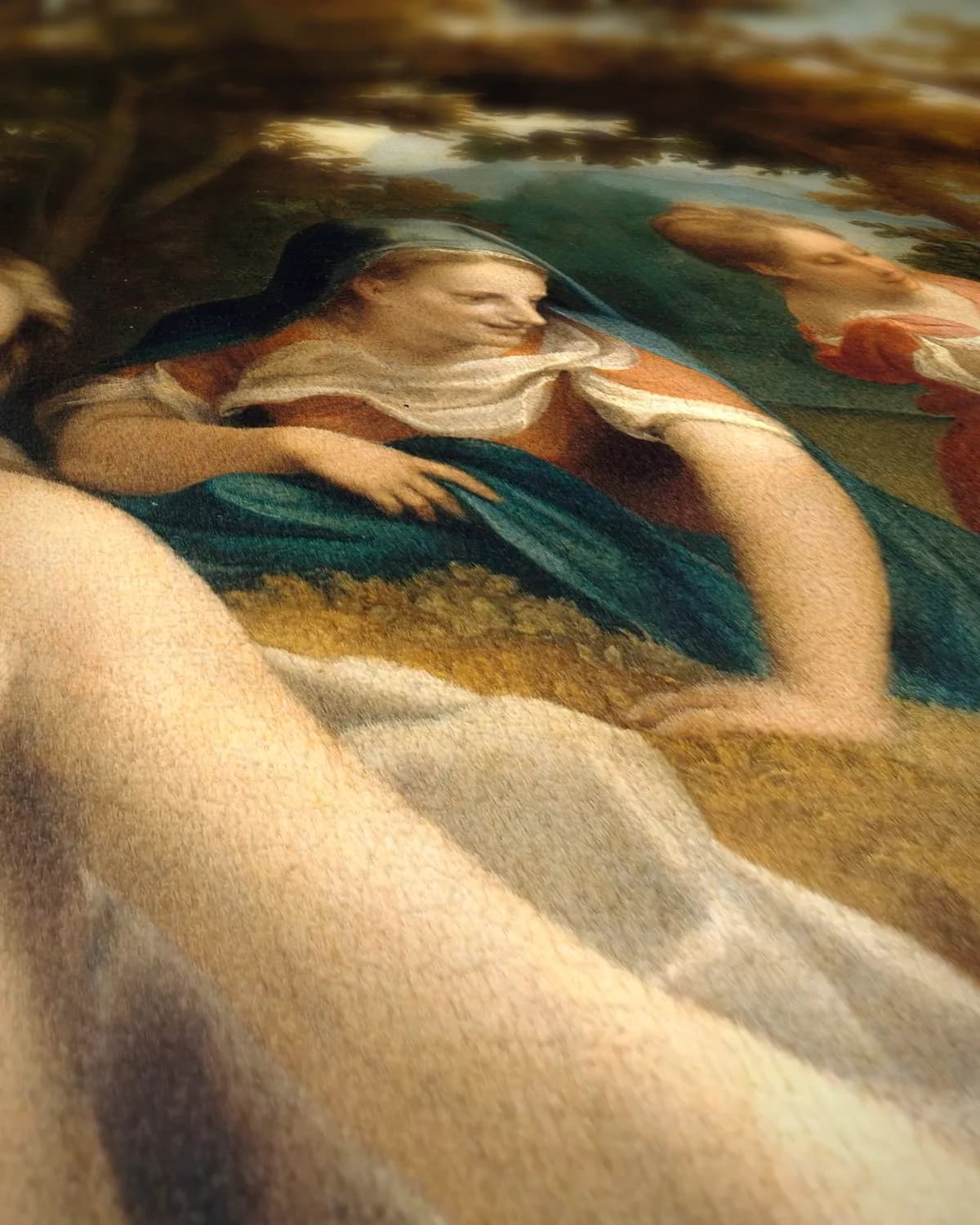 Leda en de zwaan op geweven fluweel, uitsnede 2 van 3