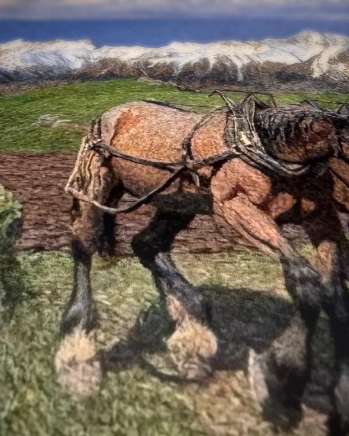 Lente in de Alpen (1897) op geweven fluweel, uitsnede 3 van 3