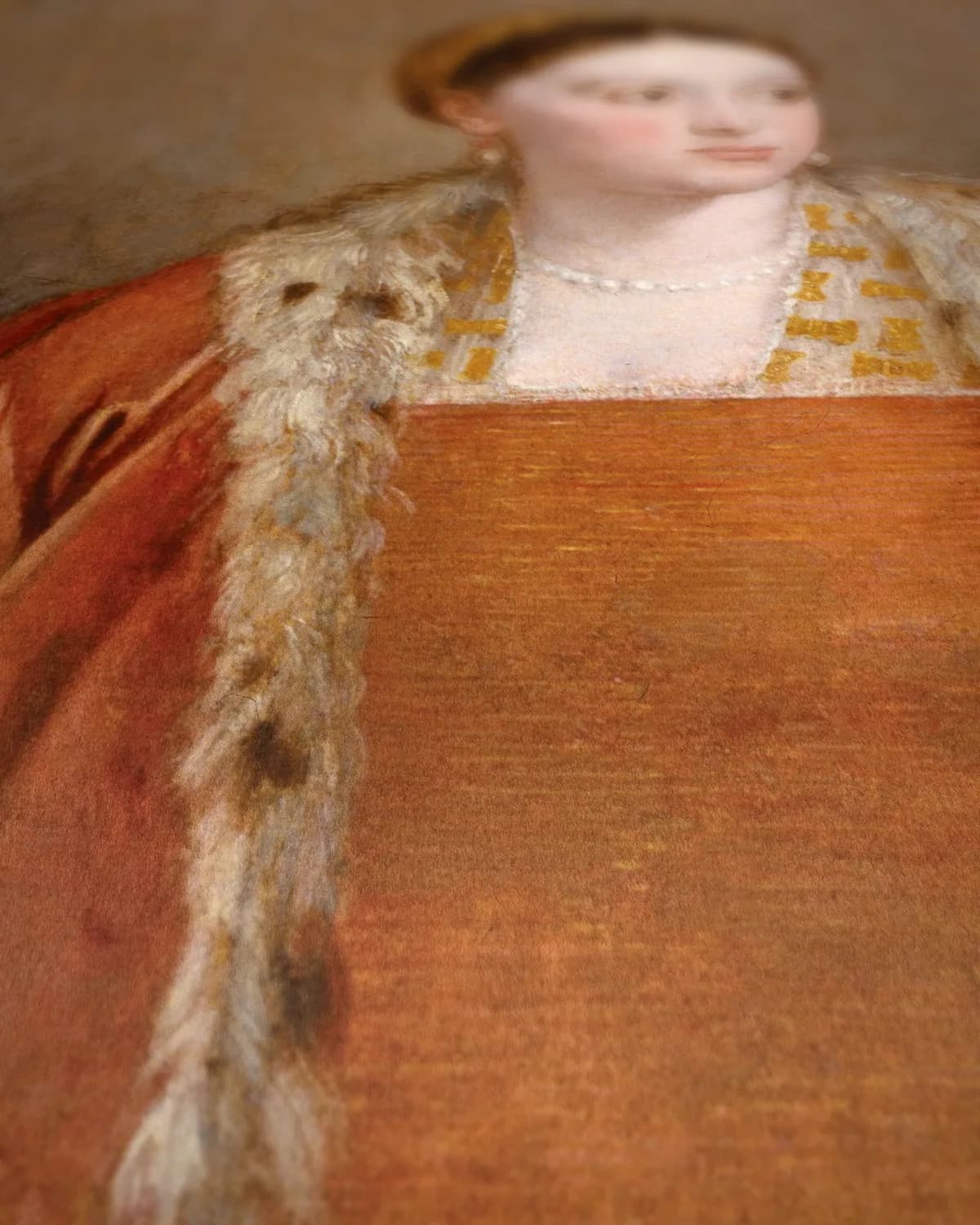 Livia da Porto Thiene met haar dochter Deidamia op geweven fluweel, uitsnede 3 van 3