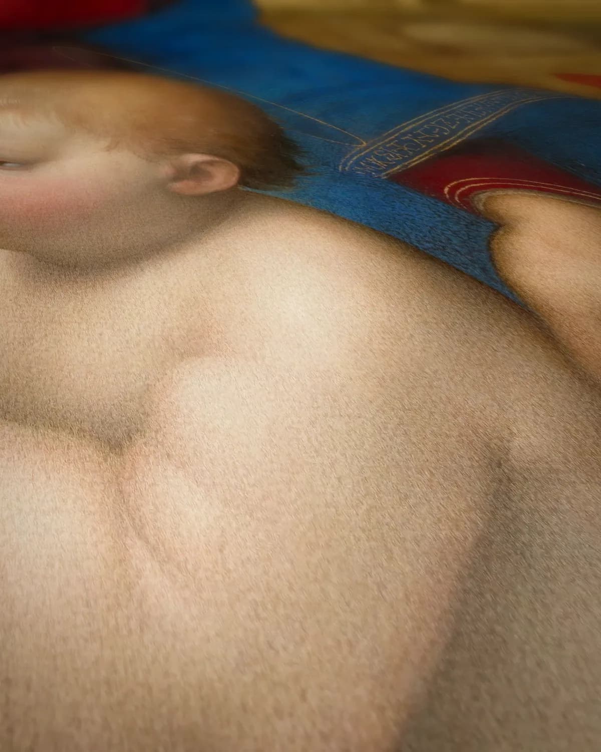 Madonna in de wei op geweven fluweel, uitsnede 2 van 3