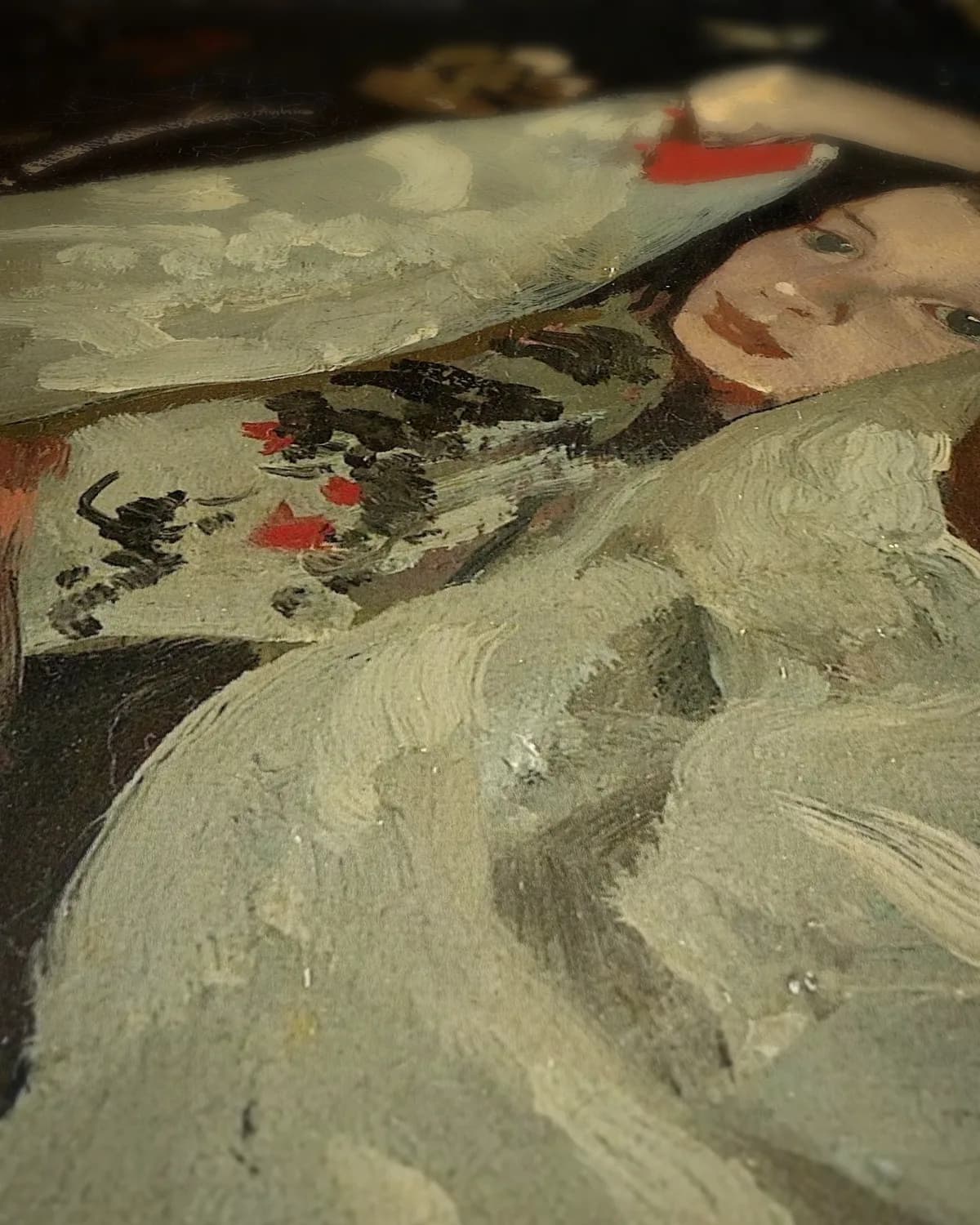 Meisje in witte kimono op geweven fluweel, uitsnede 3 van 3