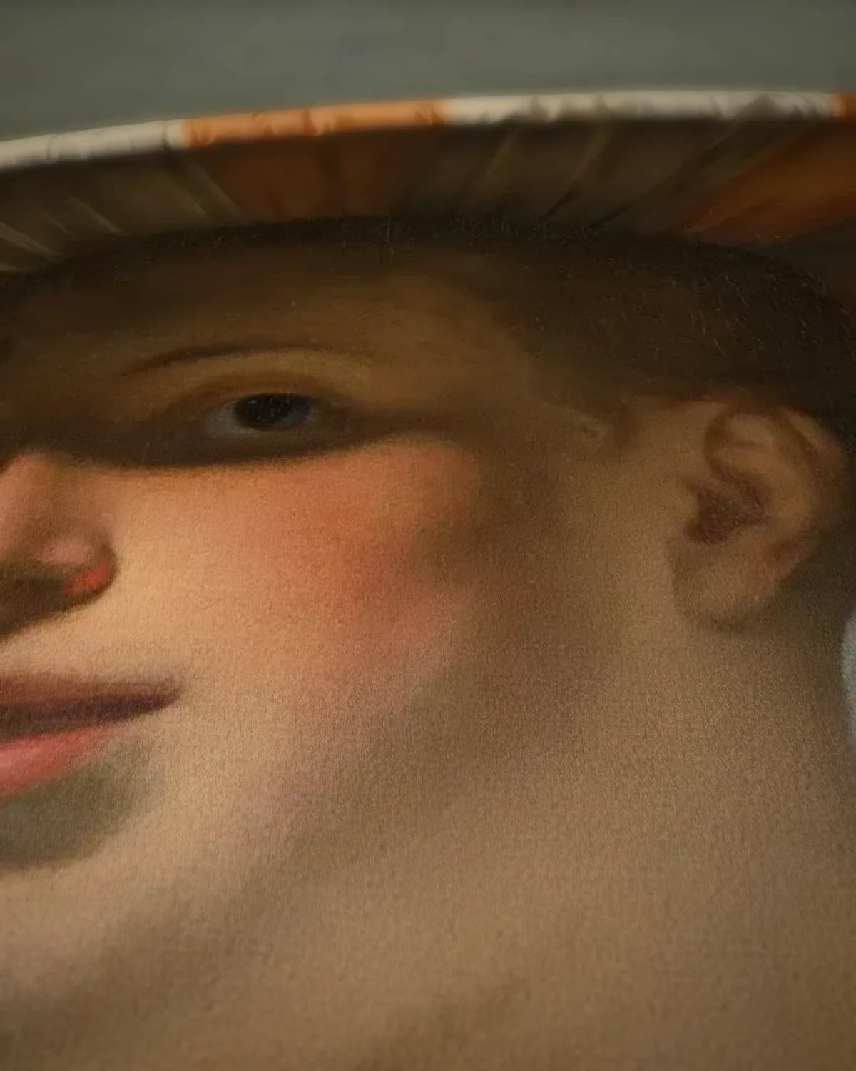 Meisje met een brede hoed op geweven fluweel, uitsnede 3 van 3