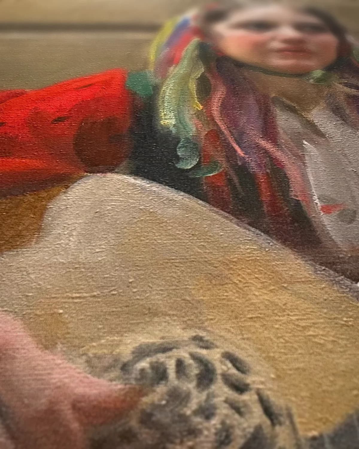 Meisje uit Dalarna met luit op geweven fluweel, uitsnede 3 van 3