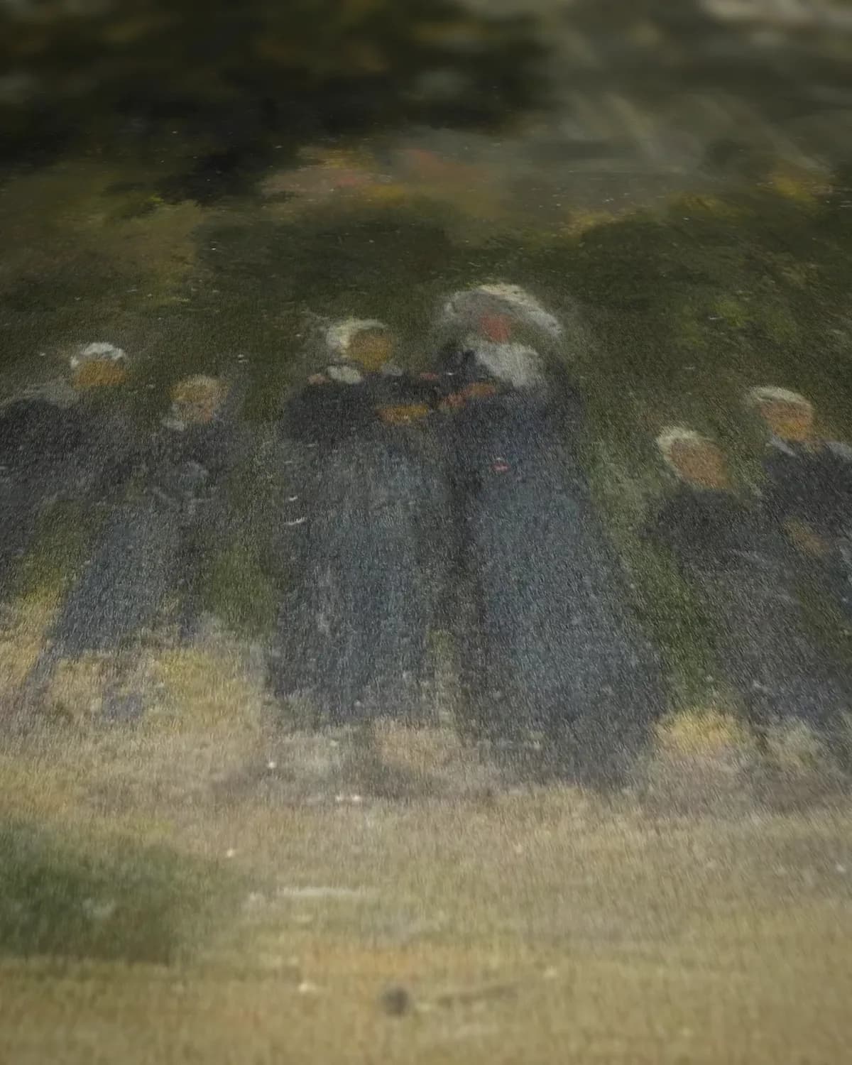 Meisjes in het park op geweven fluweel, uitsnede 1 van 3