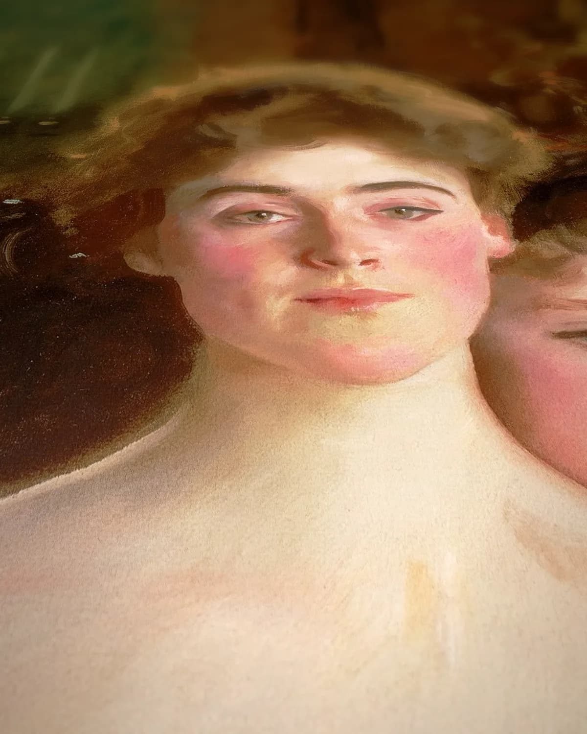Mevrouw Fiske Warren en haar dochter Rachel op geweven fluweel, uitsnede 3 van 3