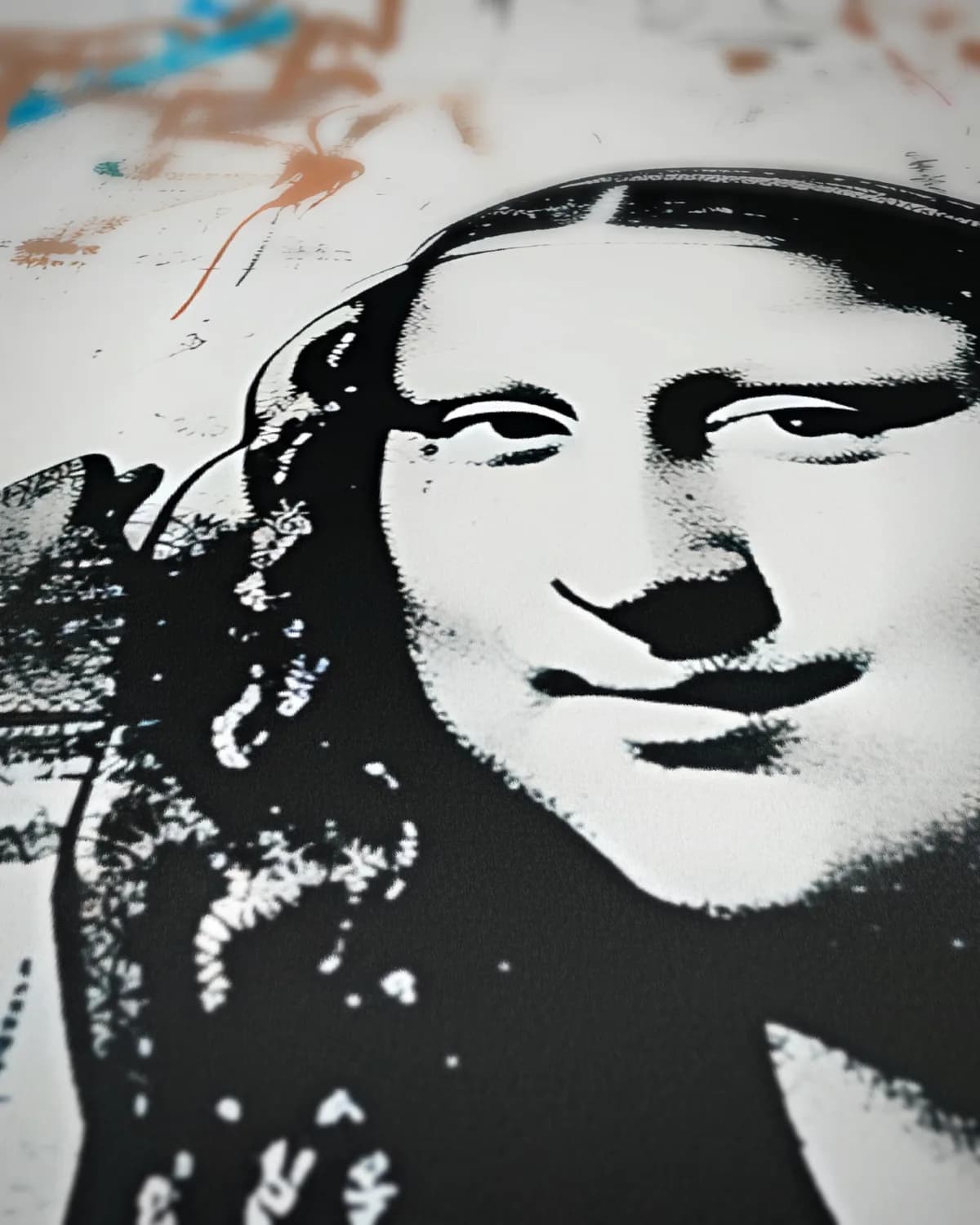 Mona Lisa Graffiti op geweven fluweel, uitsnede 3 van 3