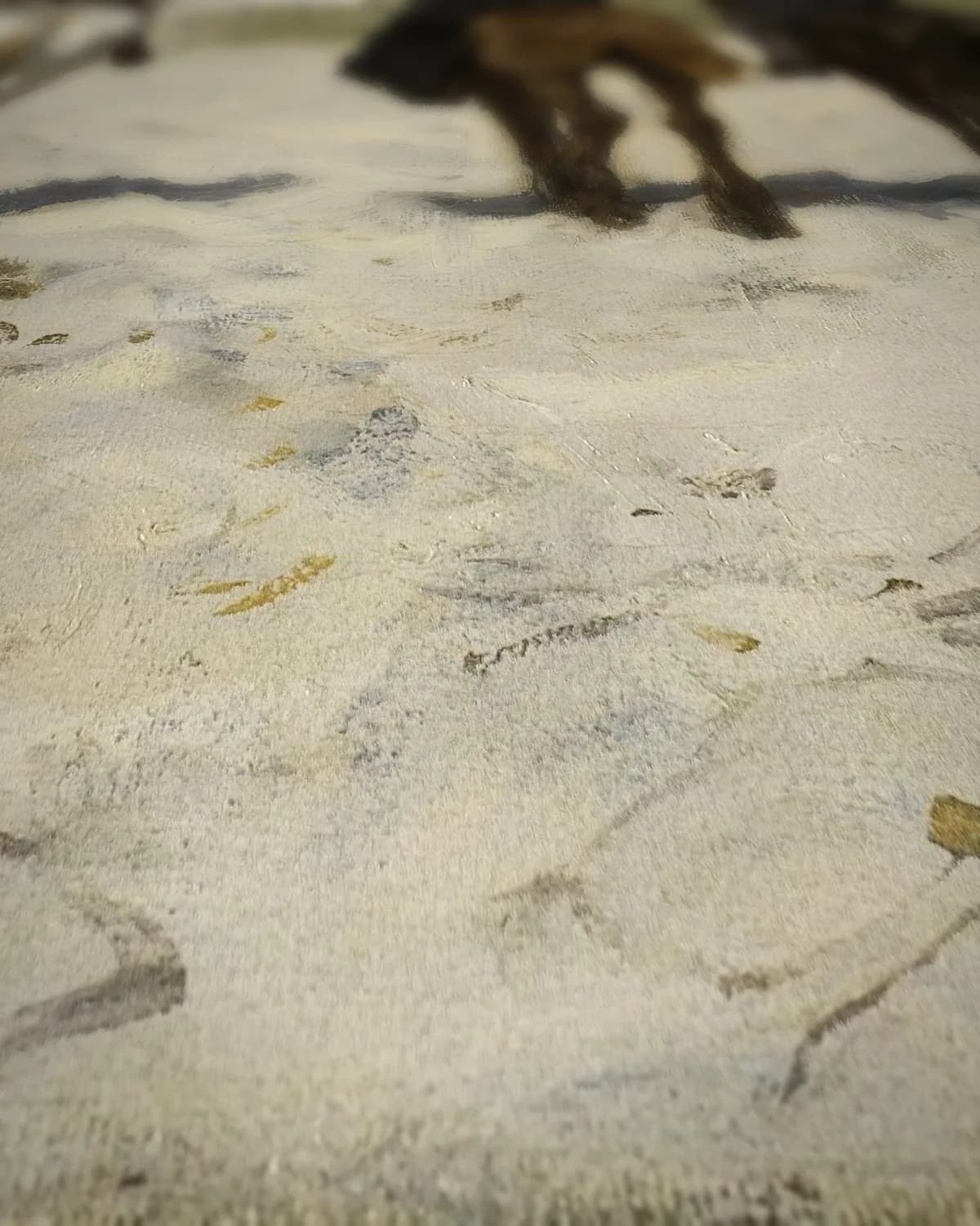 Morgenrit langs het strand op geweven fluweel, uitsnede 1 van 3