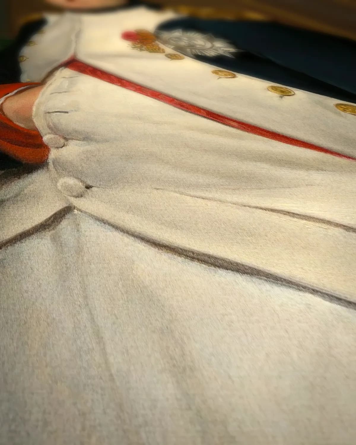 Napoleon in zijn werkkamer in de Tuilerieën op geweven fluweel, uitsnede 2 van 3