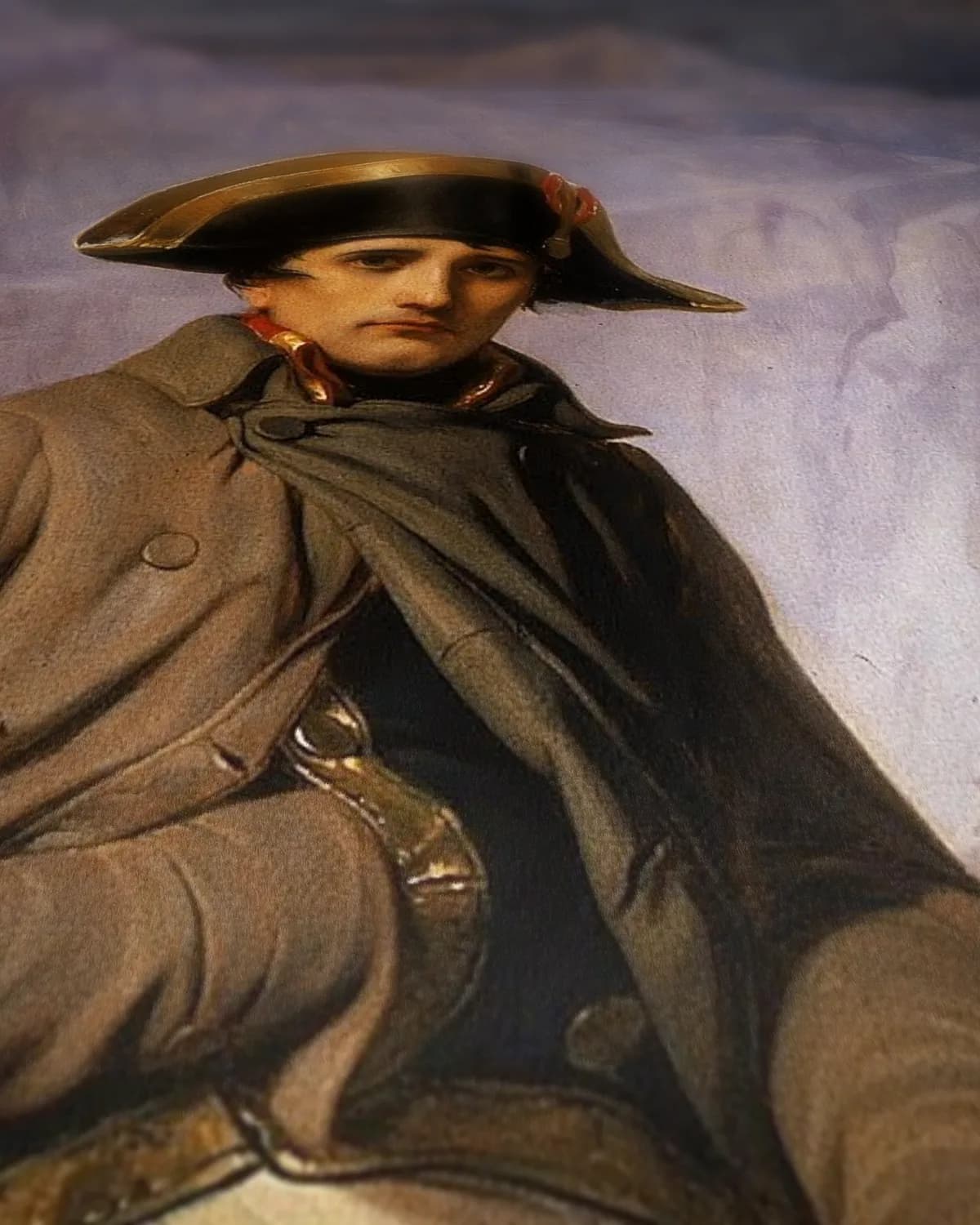 Napoleon steekt de Alpen over op geweven fluweel, uitsnede 3 van 3