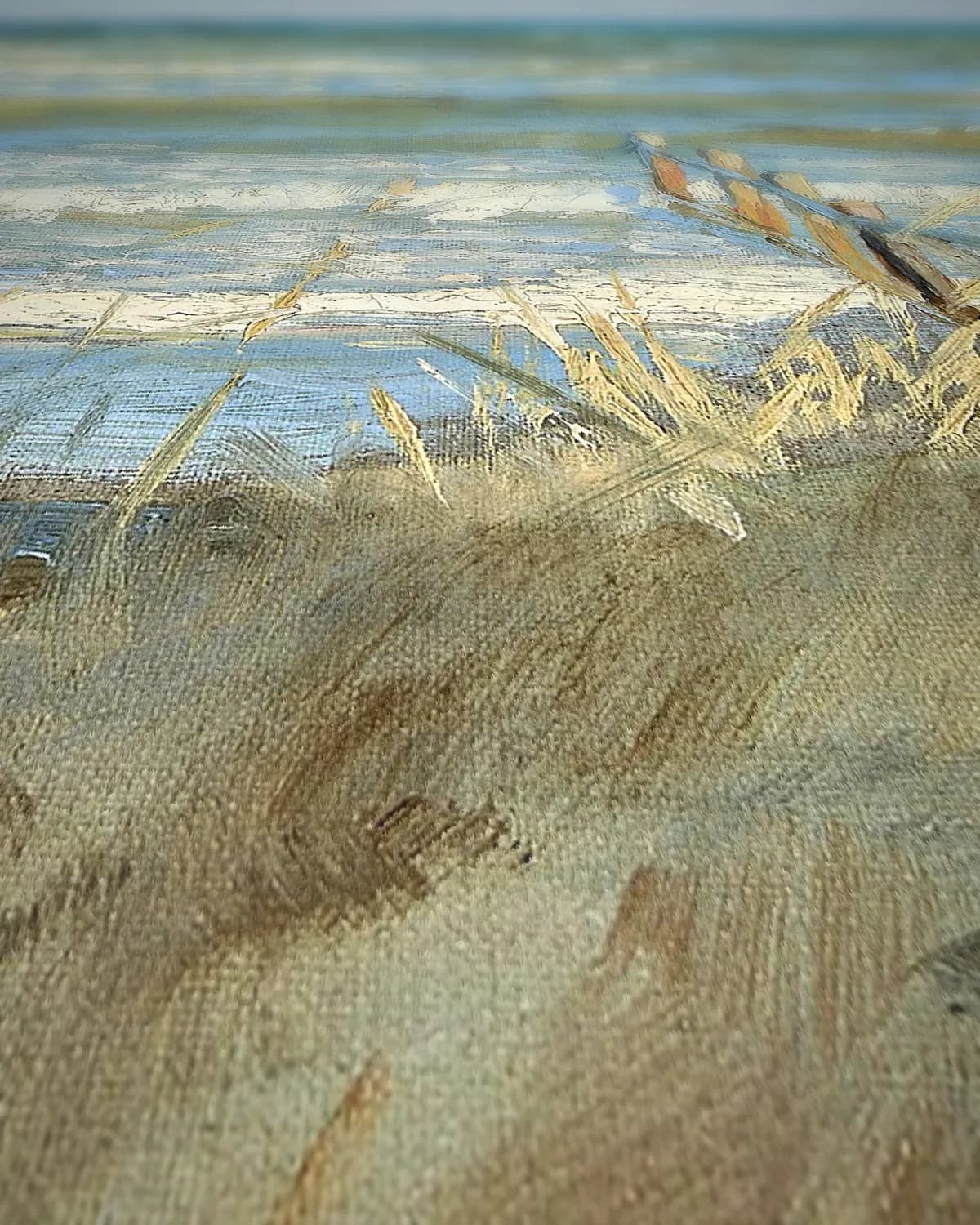 Op het strand van Hornbæk op geweven fluweel, uitsnede 1 van 3