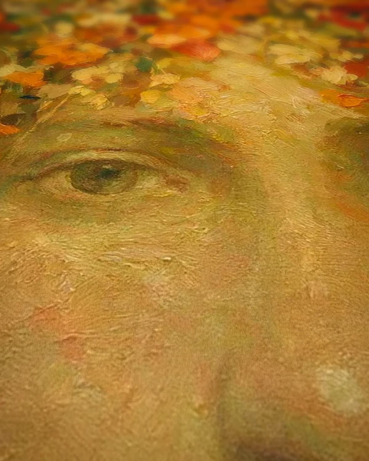 Oranje trossen omhoog op geweven fluweel, uitsnede 3 van 3