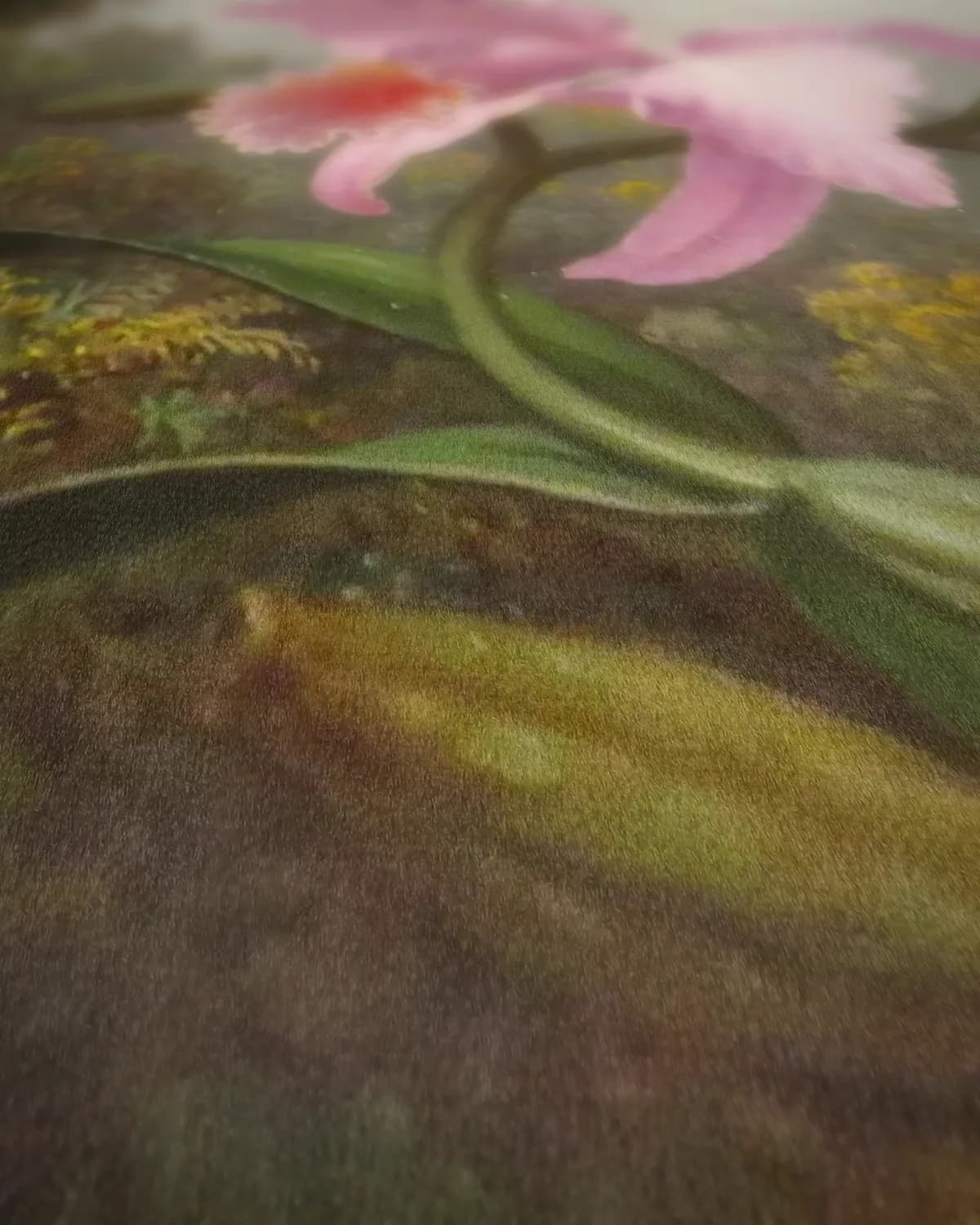 Orchid and Hummingbird op geweven fluweel, uitsnede 1 van 3