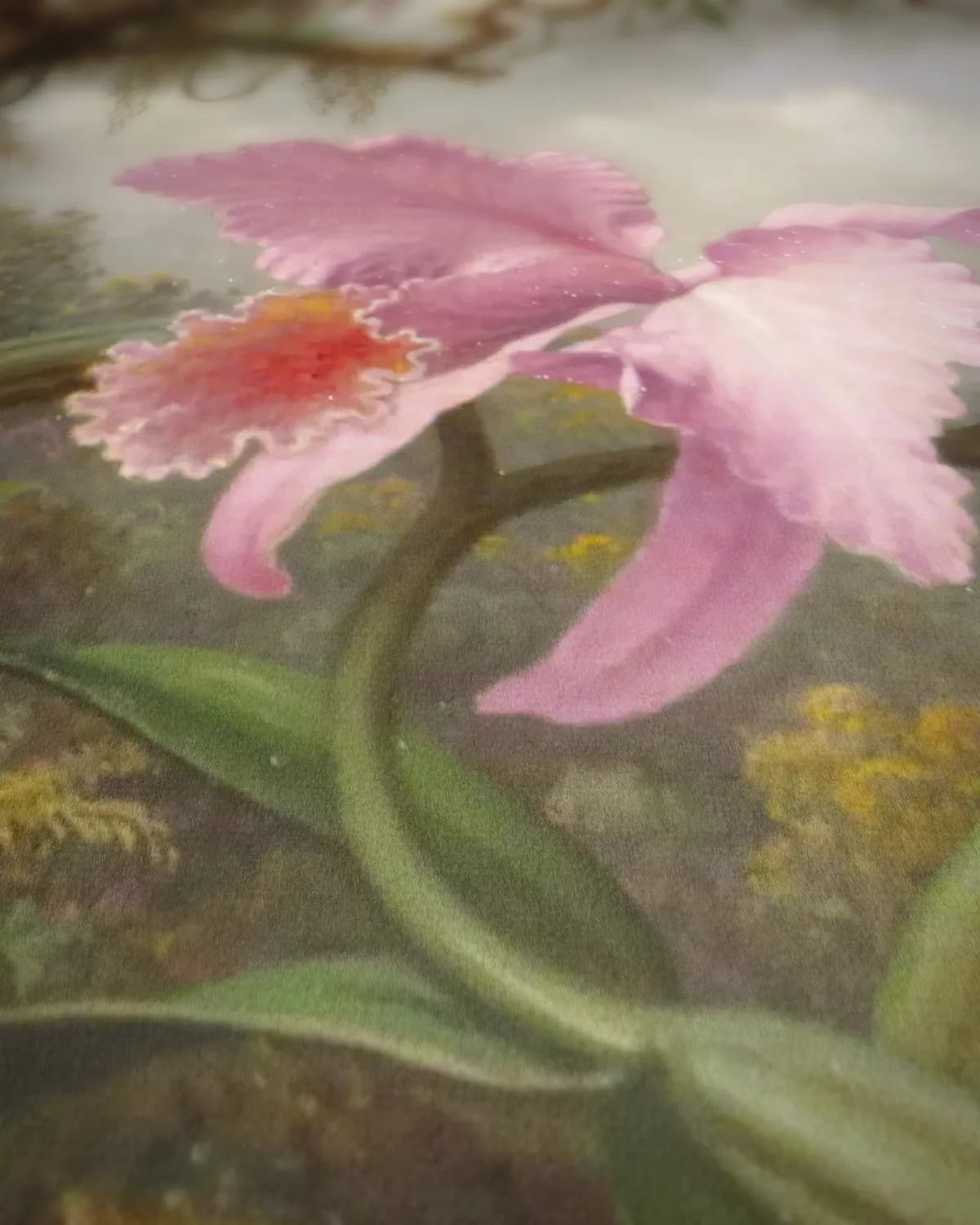 Orchid and Hummingbird op geweven fluweel, uitsnede 3 van 3