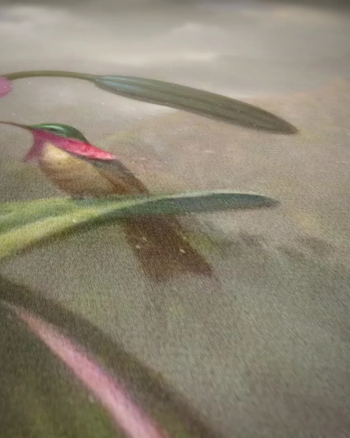 Orchid and Hummingbird op geweven fluweel, uitsnede 2 van 3
