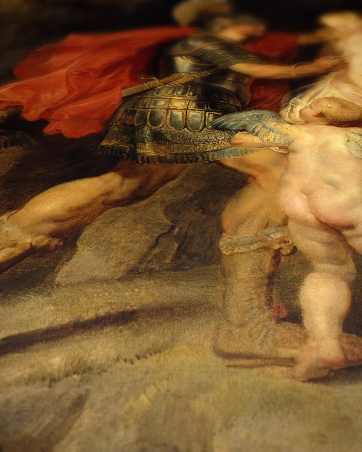 Perseus bevrijdt Andromeda op geweven fluweel, uitsnede 3 van 3