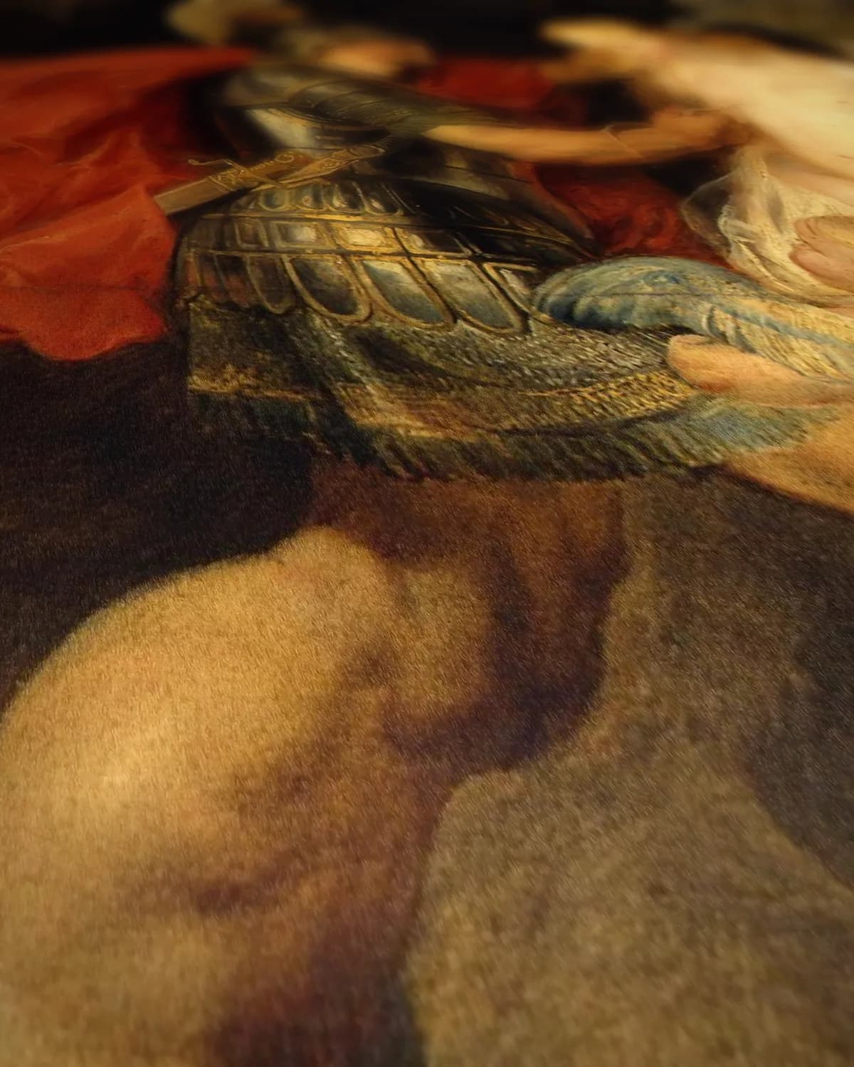 Perseus bevrijdt Andromeda op geweven fluweel, uitsnede 2 van 3