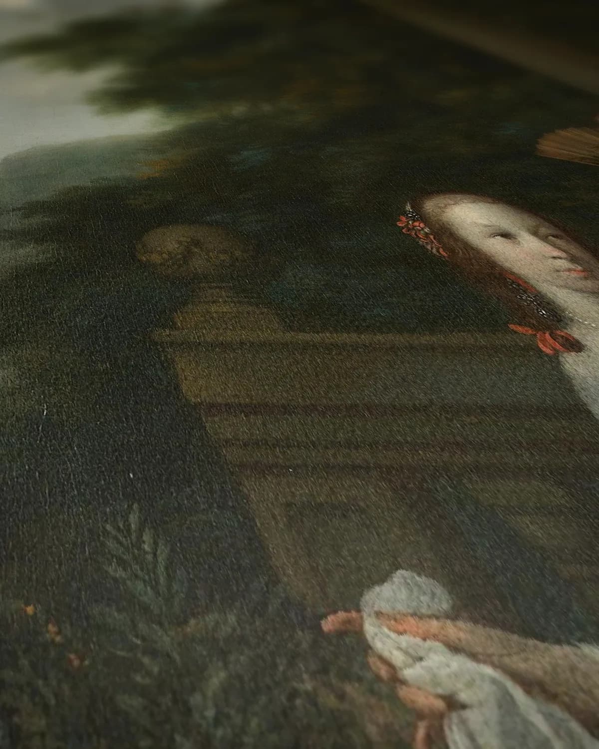 Pieter Cnoll, Cornelia van Nijenrode, hun dochters en twee tot slaaf gemaakte bedienden op geweven fluweel, uitsnede 2 van 3