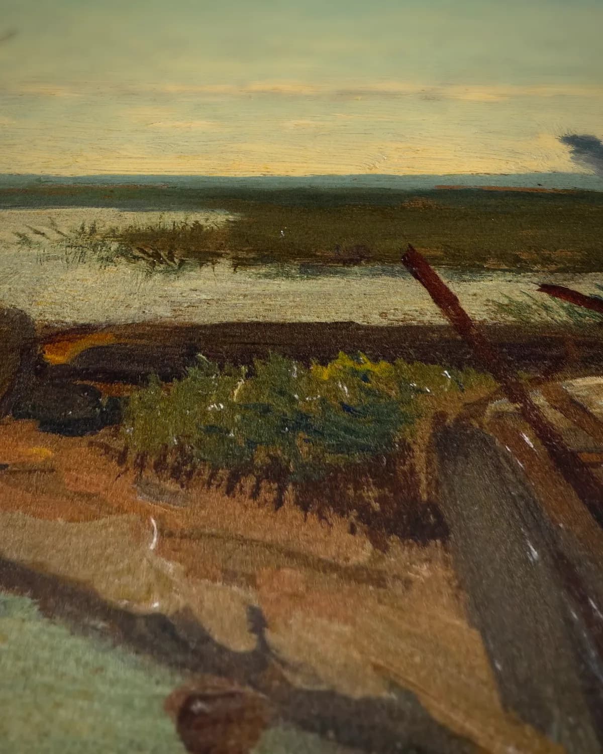 Polderlandschap op geweven fluweel, uitsnede 1 van 3