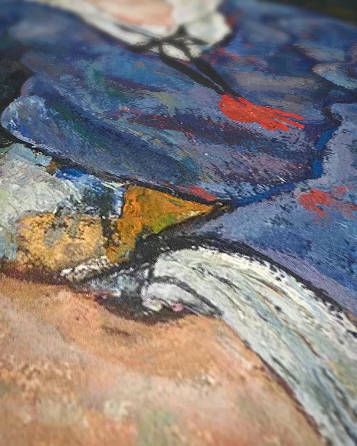 Portret van Edith Schiele, de vrouw van de kunstenaar op geweven fluweel, uitsnede 2 van 3