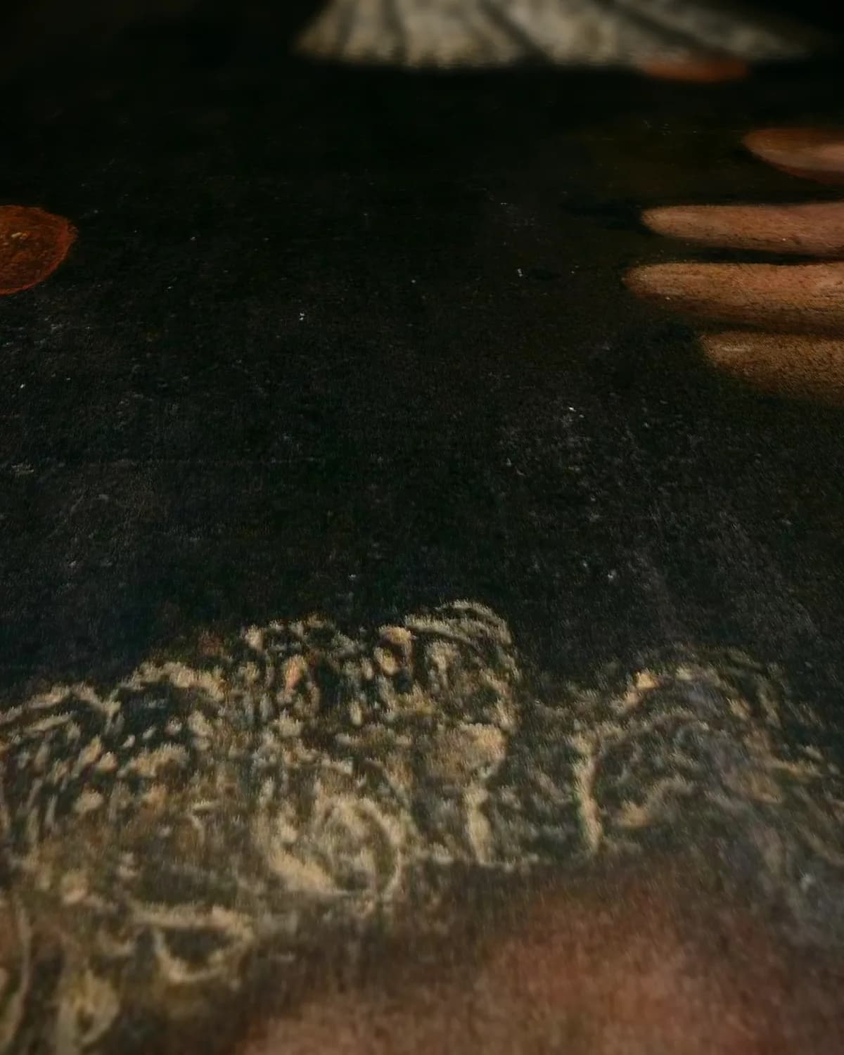 Portret van Abraham van Riebeeck (1653-1713) op geweven fluweel, uitsnede 1 van 3