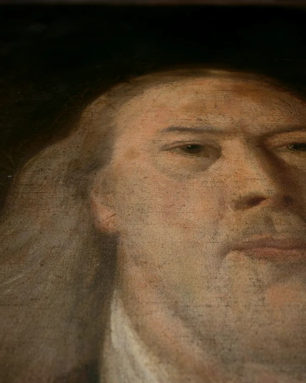 Portret van Abraham van Riebeeck (1653-1713) op geweven fluweel, uitsnede 3 van 3
