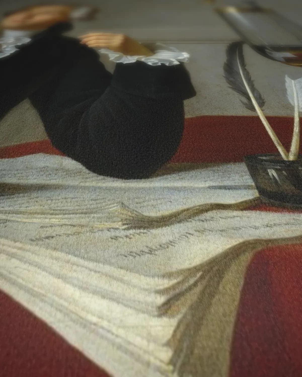 Portret van Antoine Lavoisier en zijn vrouw op geweven fluweel, uitsnede 1 van 3