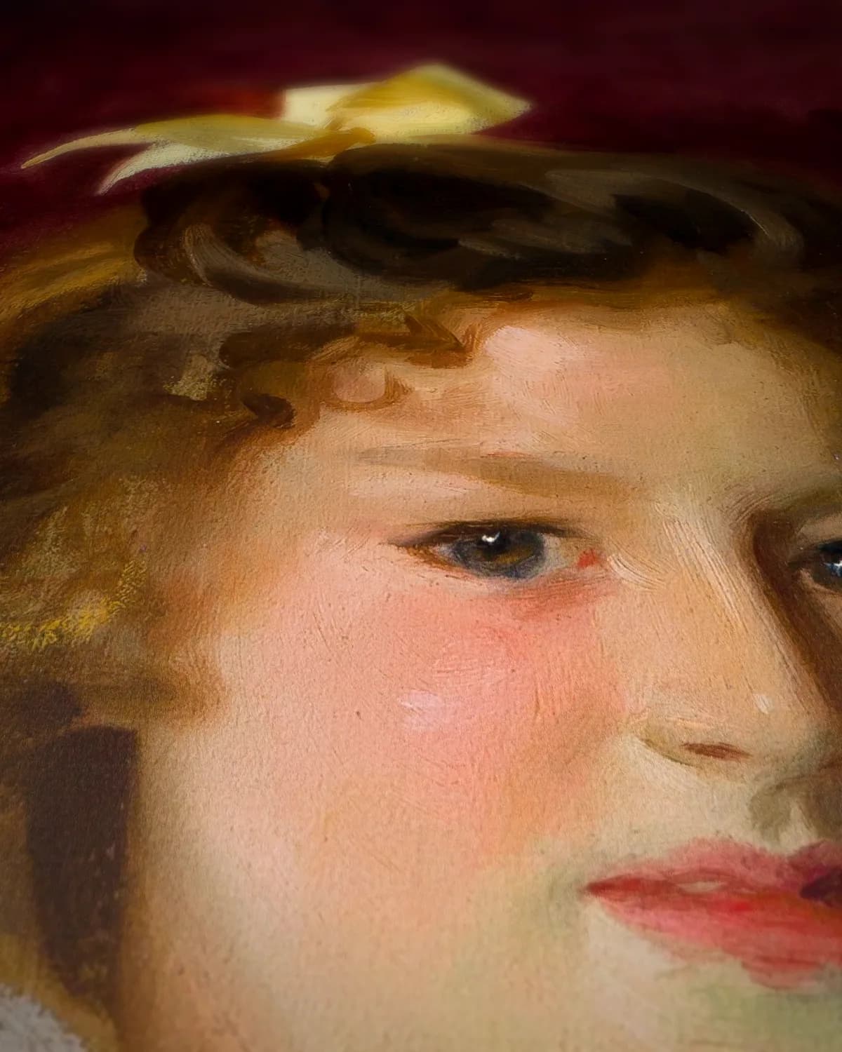 Portret van Charlotte Cram op geweven fluweel, uitsnede 3 van 3