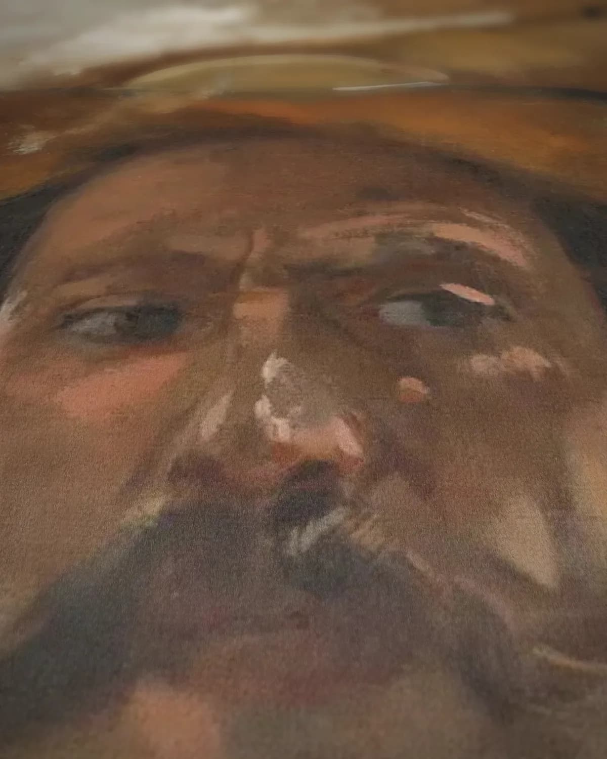 Portret van de schilder Francesco Santoro op geweven fluweel, uitsnede 3 van 3