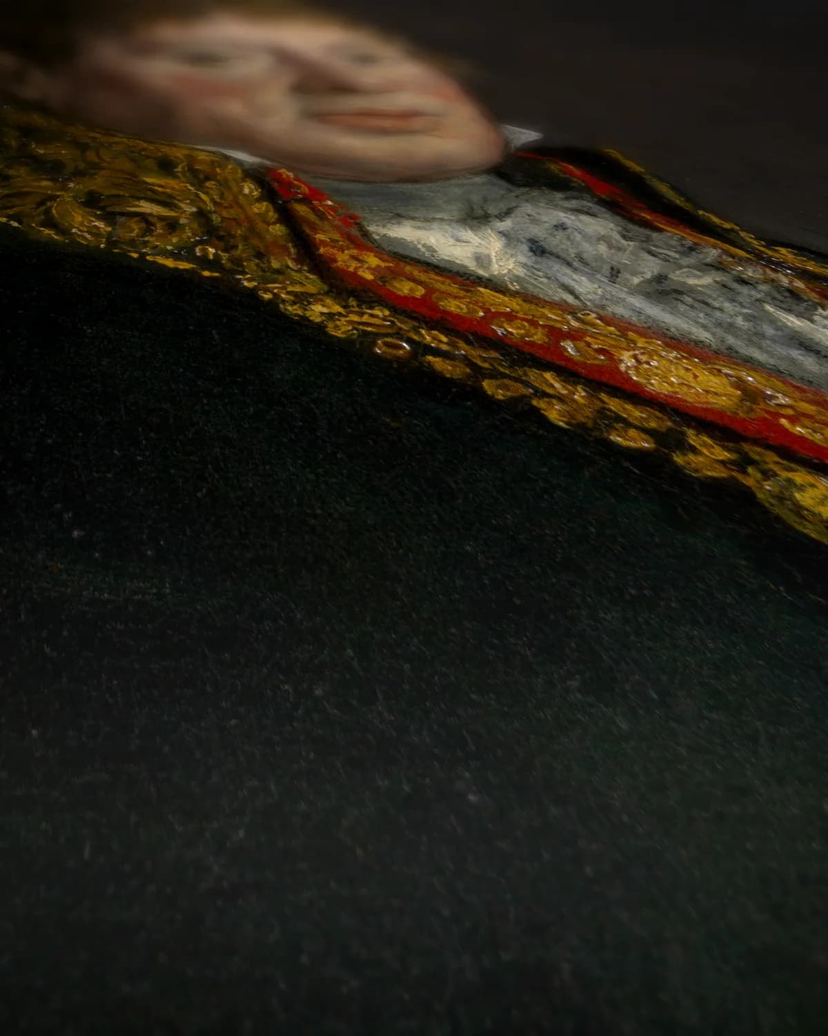 Portret van Don Juan Antonio Cuervo op geweven fluweel, uitsnede 2 van 3