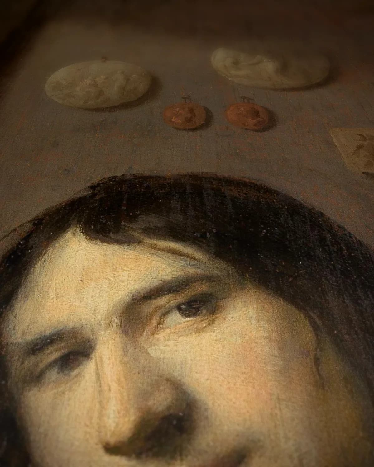 Portret van een goudsmid op geweven fluweel, uitsnede 3 van 3