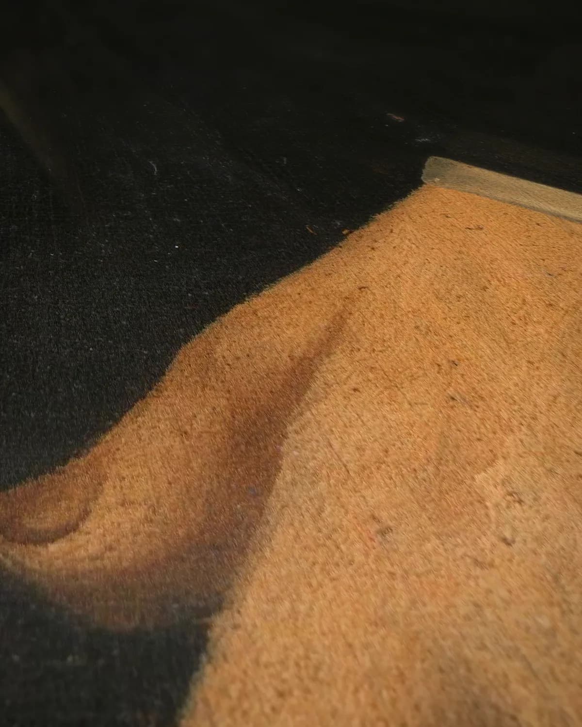 Portret van een oude vrouw uit de familie Haling op geweven fluweel, uitsnede 2 van 3