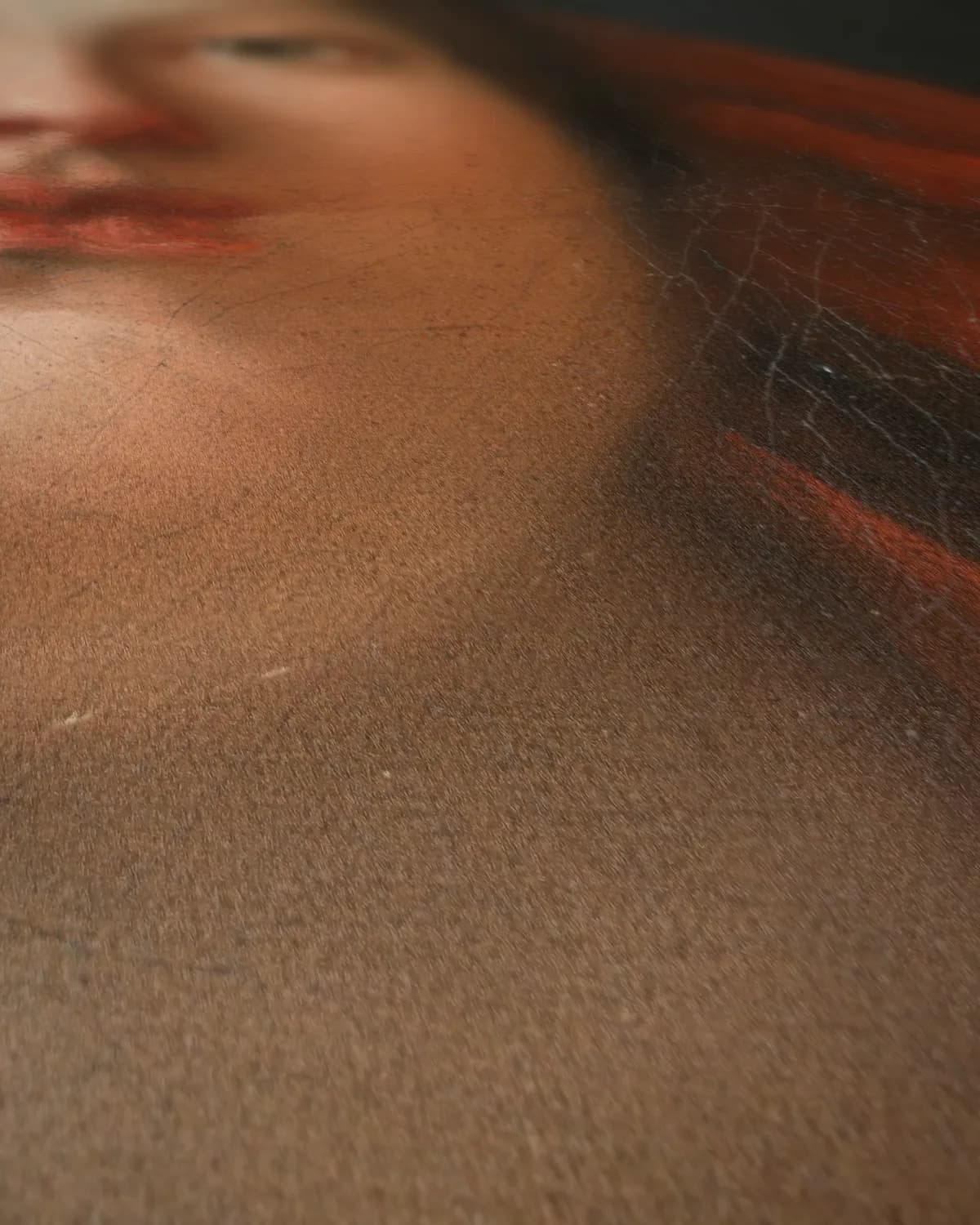 Portret van een vrouw op geweven fluweel, uitsnede 2 van 3