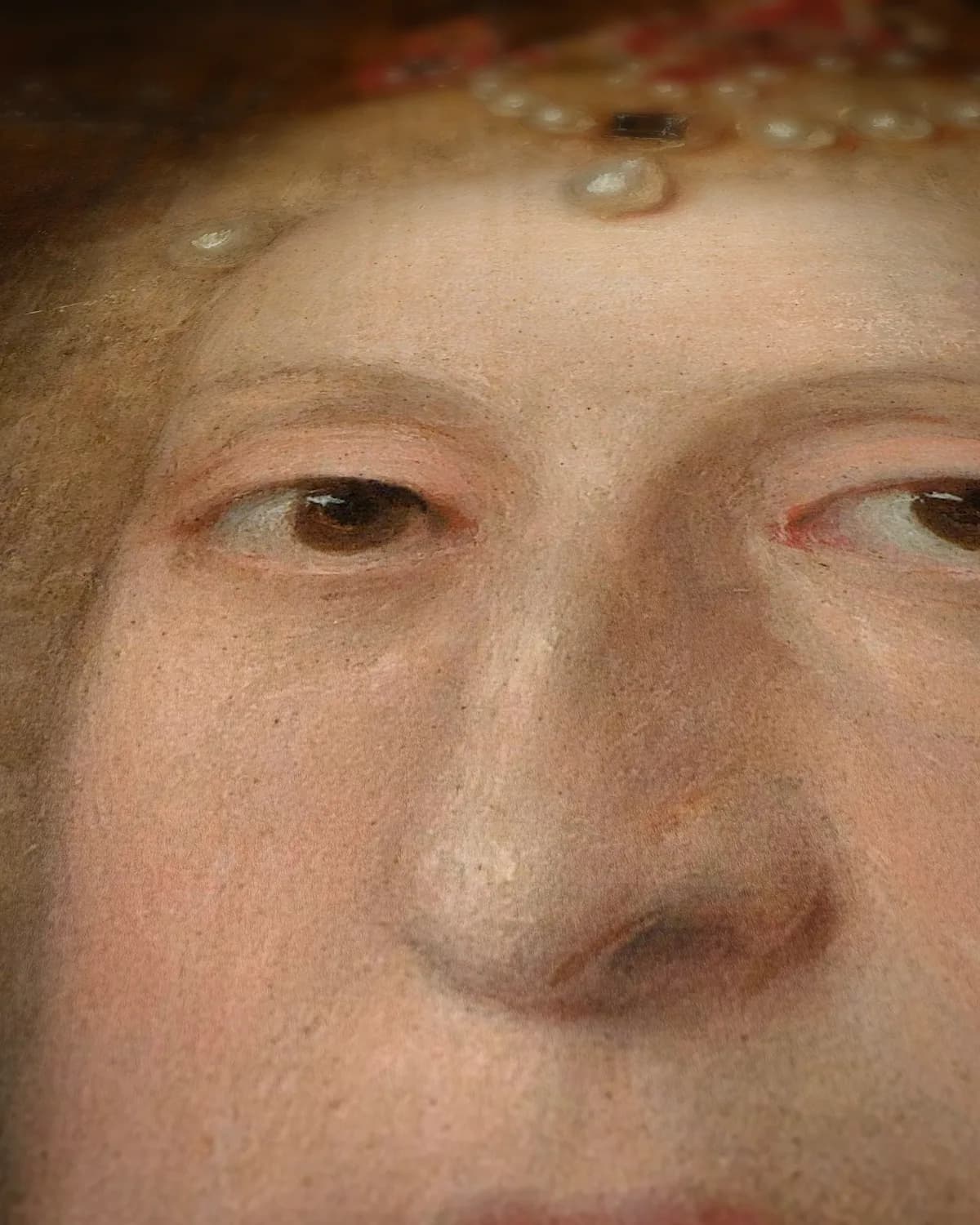Portret van Elizabeth I, koningin van Engeland op geweven fluweel, uitsnede 3 van 3