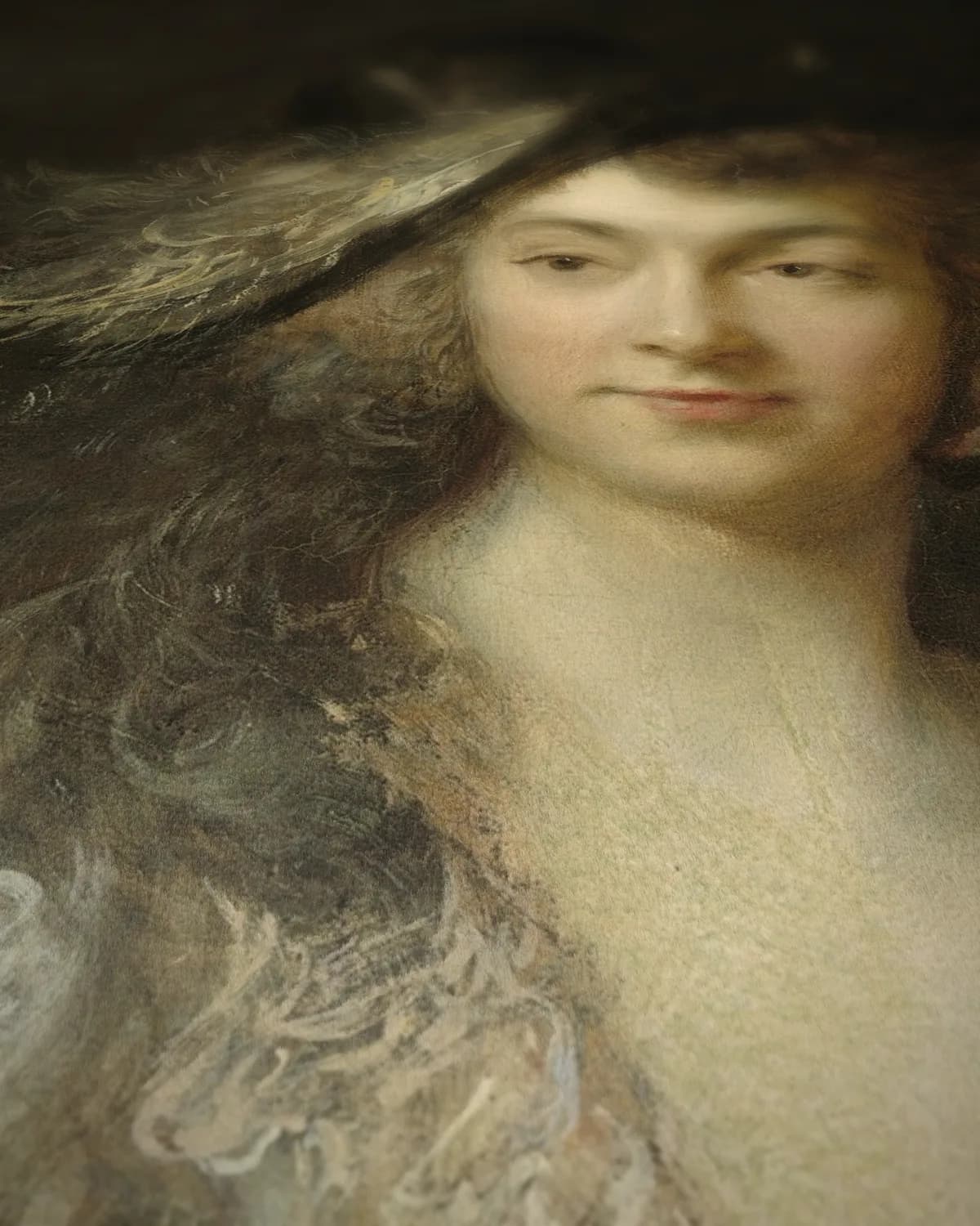 Portret van Frances Susanna, Lady de Dunstanville op geweven fluweel, uitsnede 3 van 3