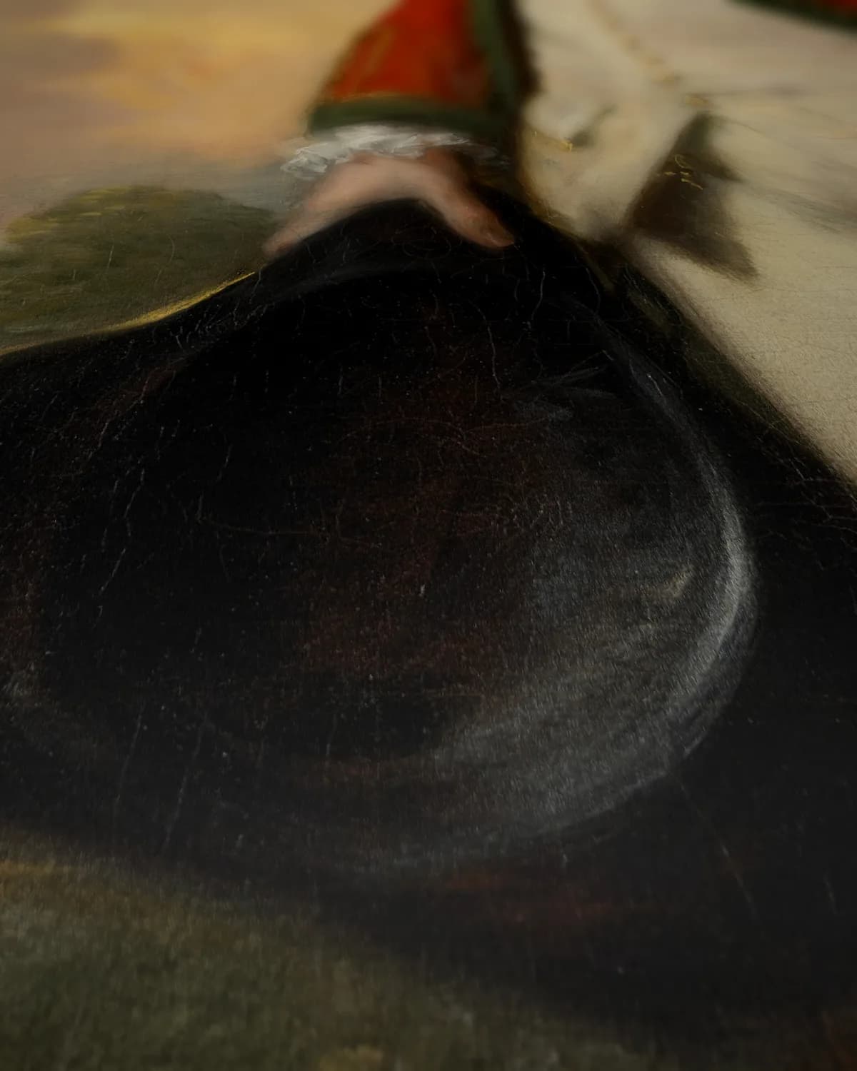 Portret van George Pitt, eerste baron Rivers op geweven fluweel, uitsnede 1 van 3
