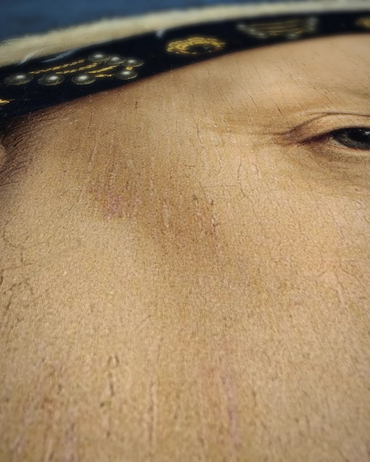 Portret van Hendrik VIII van Engeland op geweven fluweel, uitsnede 1 van 3
