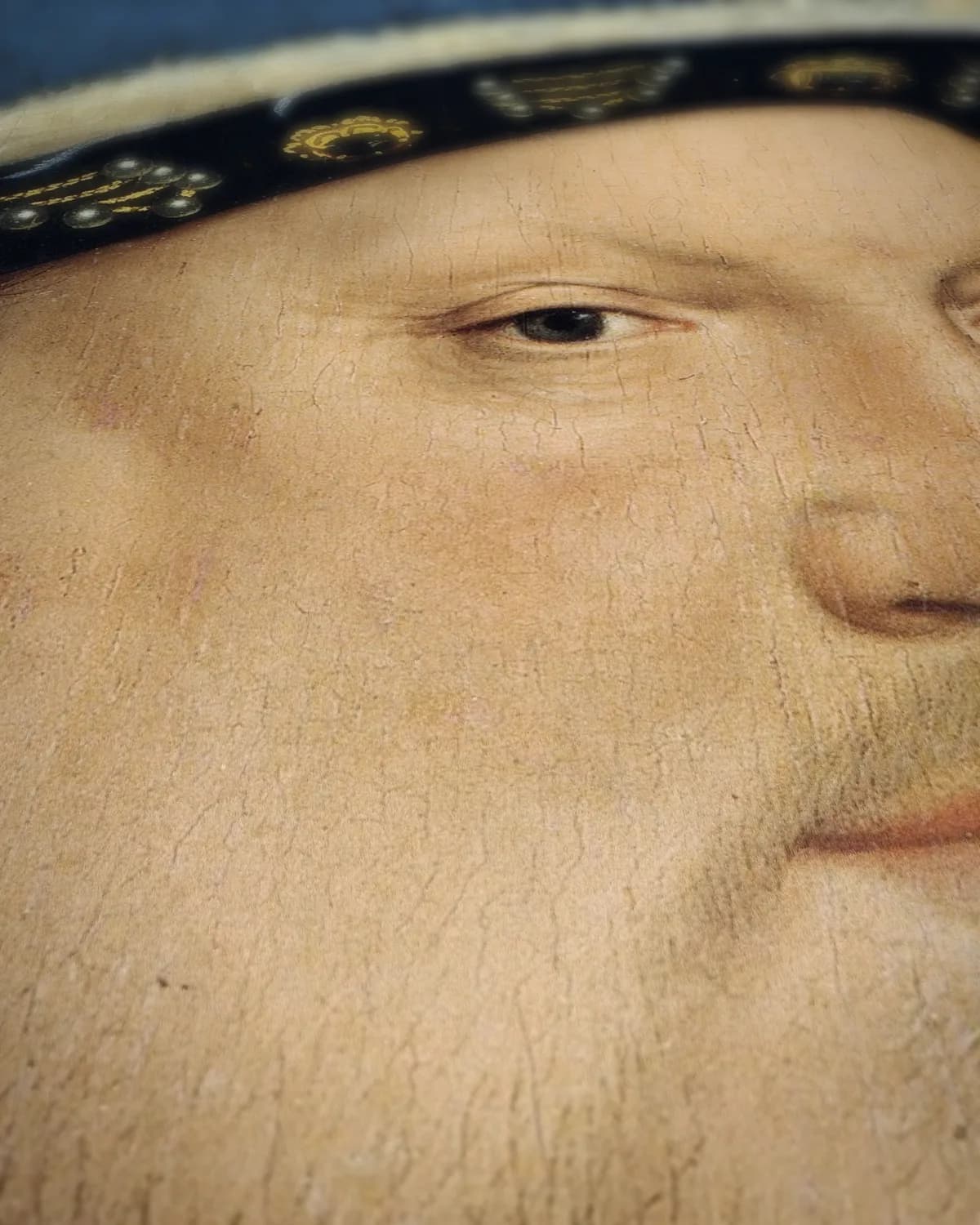 Portret van Hendrik VIII van Engeland op geweven fluweel, uitsnede 3 van 3