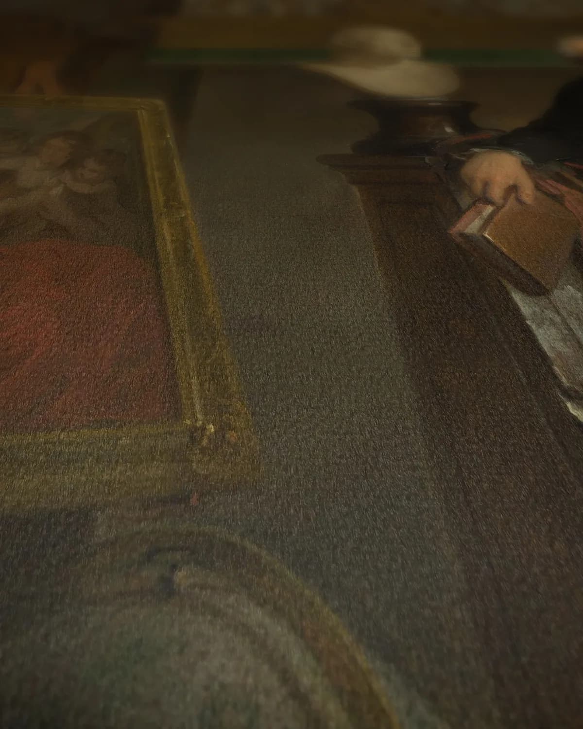 Portret van Jan de Bosch en Margaretha Kroon op geweven fluweel, uitsnede 1 van 3