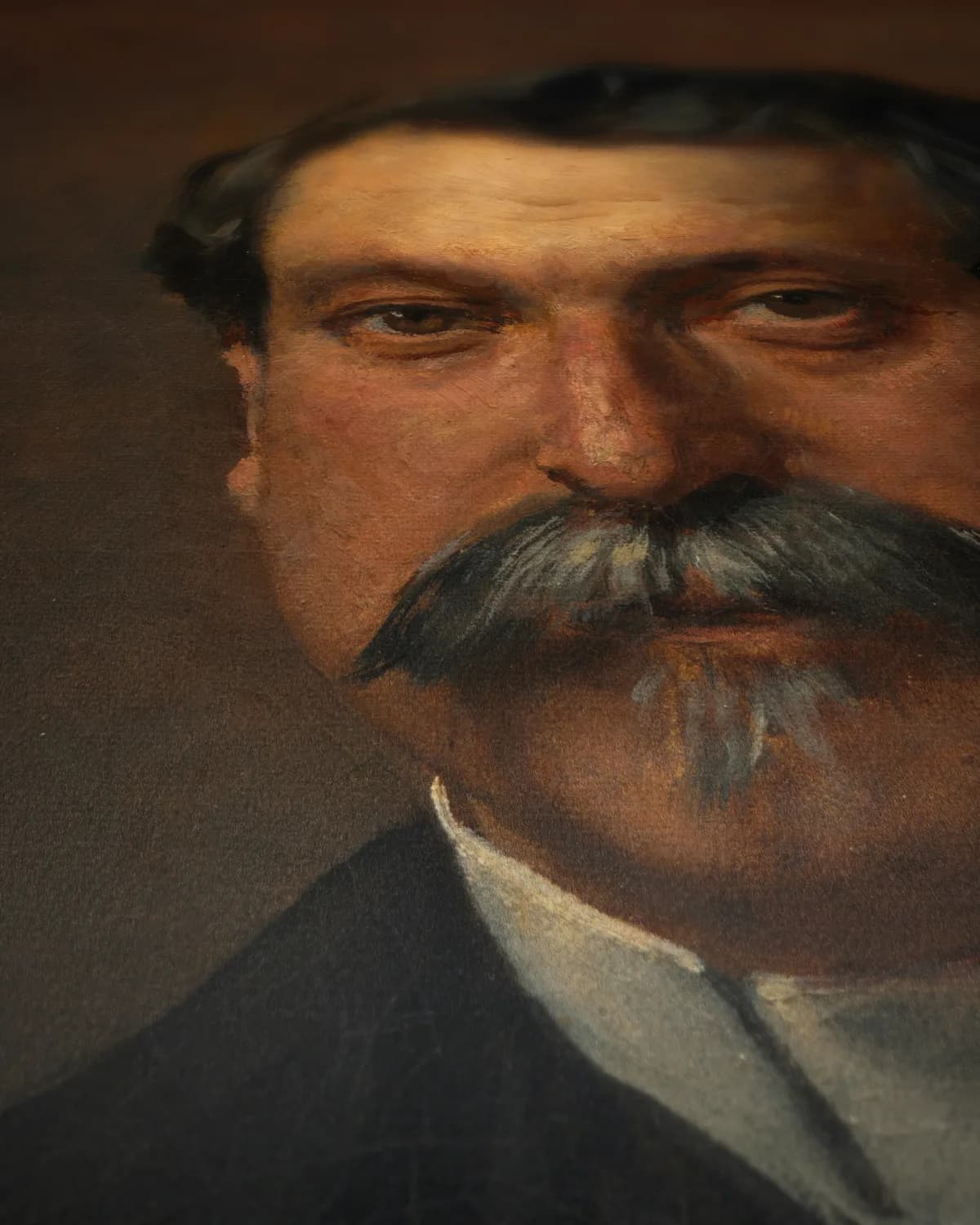 Portret van Jean Léglise, koopman, burgemeester van Saint-Martin-de-Seignanx op geweven fluweel, uitsnede 3 van 3