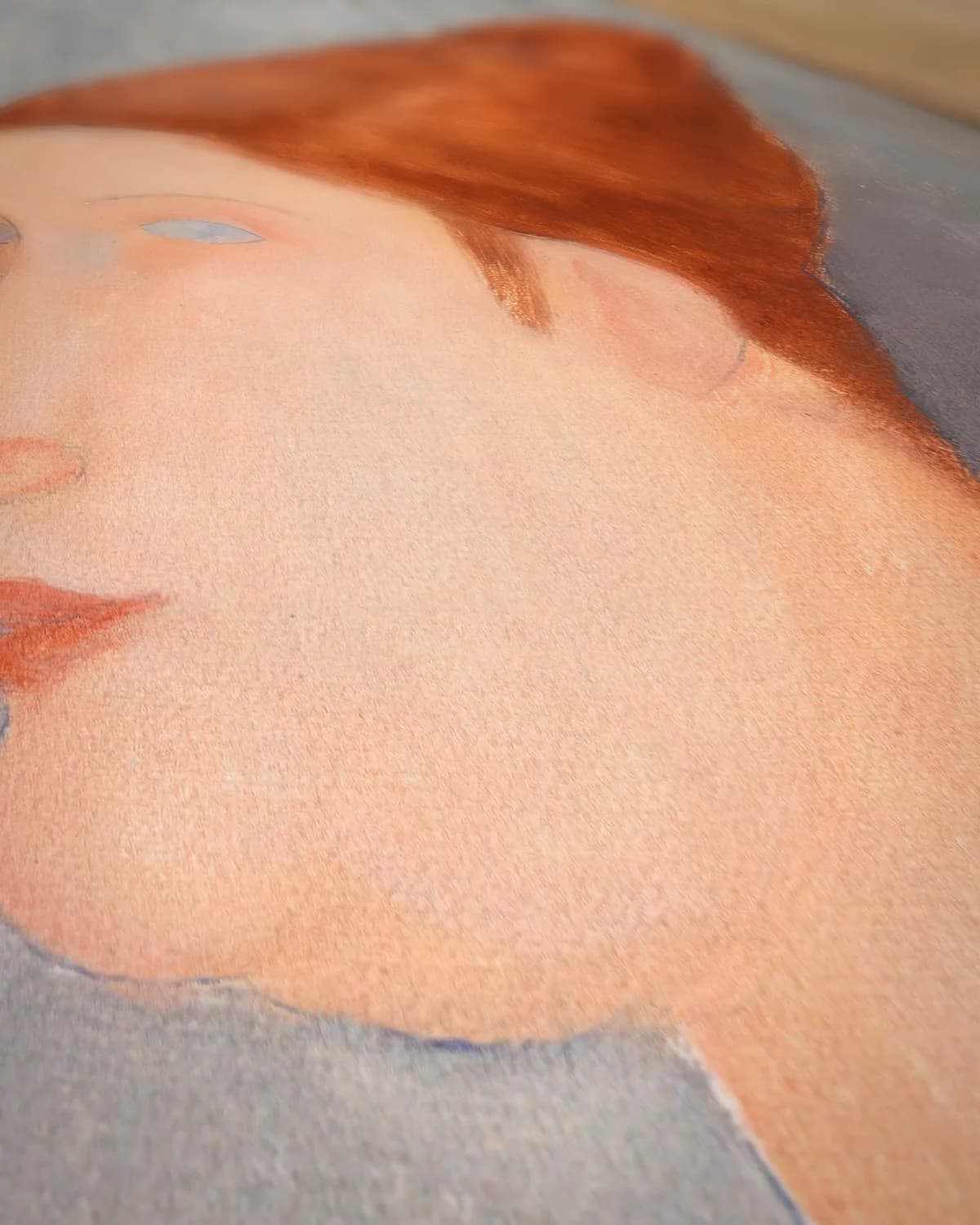 Portret van Jeanne Hébuterne op geweven fluweel, uitsnede 2 van 3